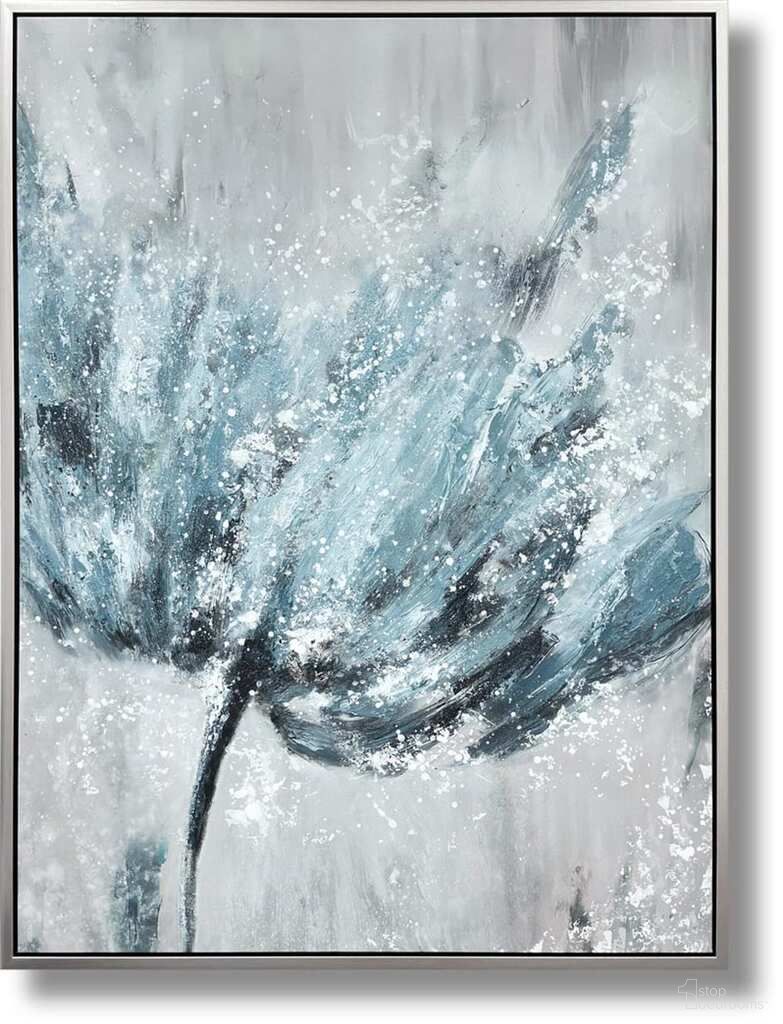 Mesmerizing Frosted Petal Burst Canvas Wall Art In Blue