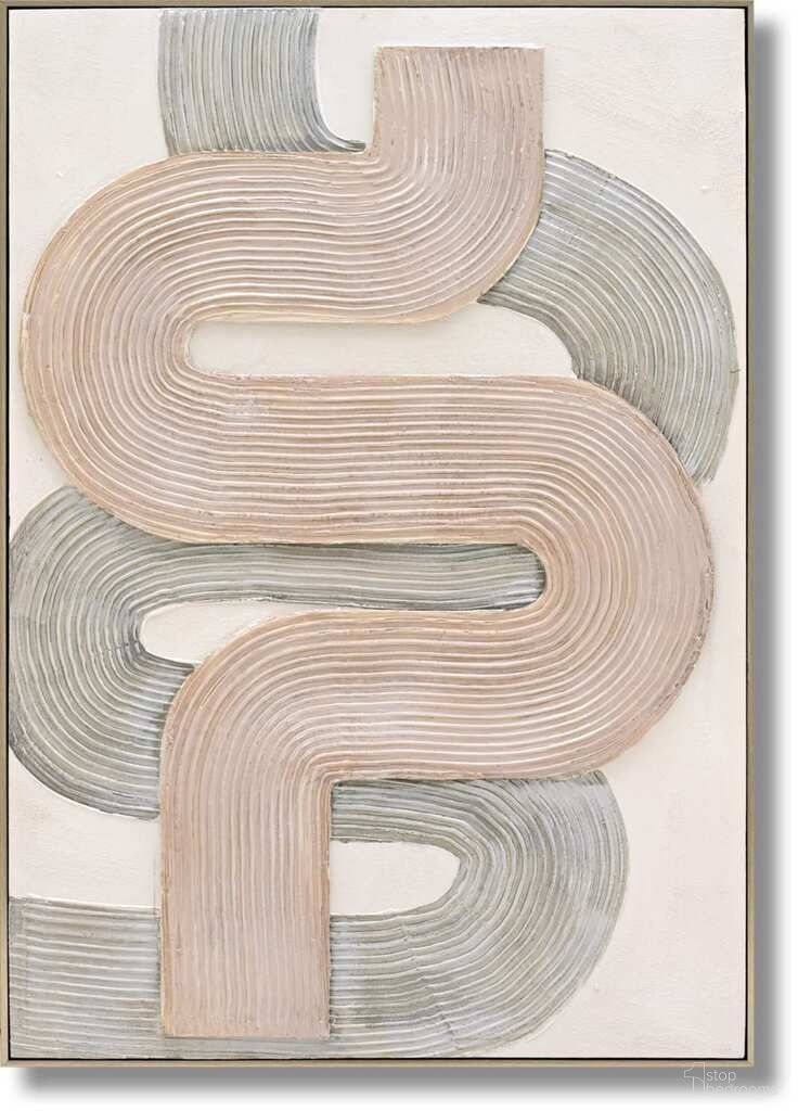 Mesmerizing Textured Flow Canvas Wall Art In Sandstone