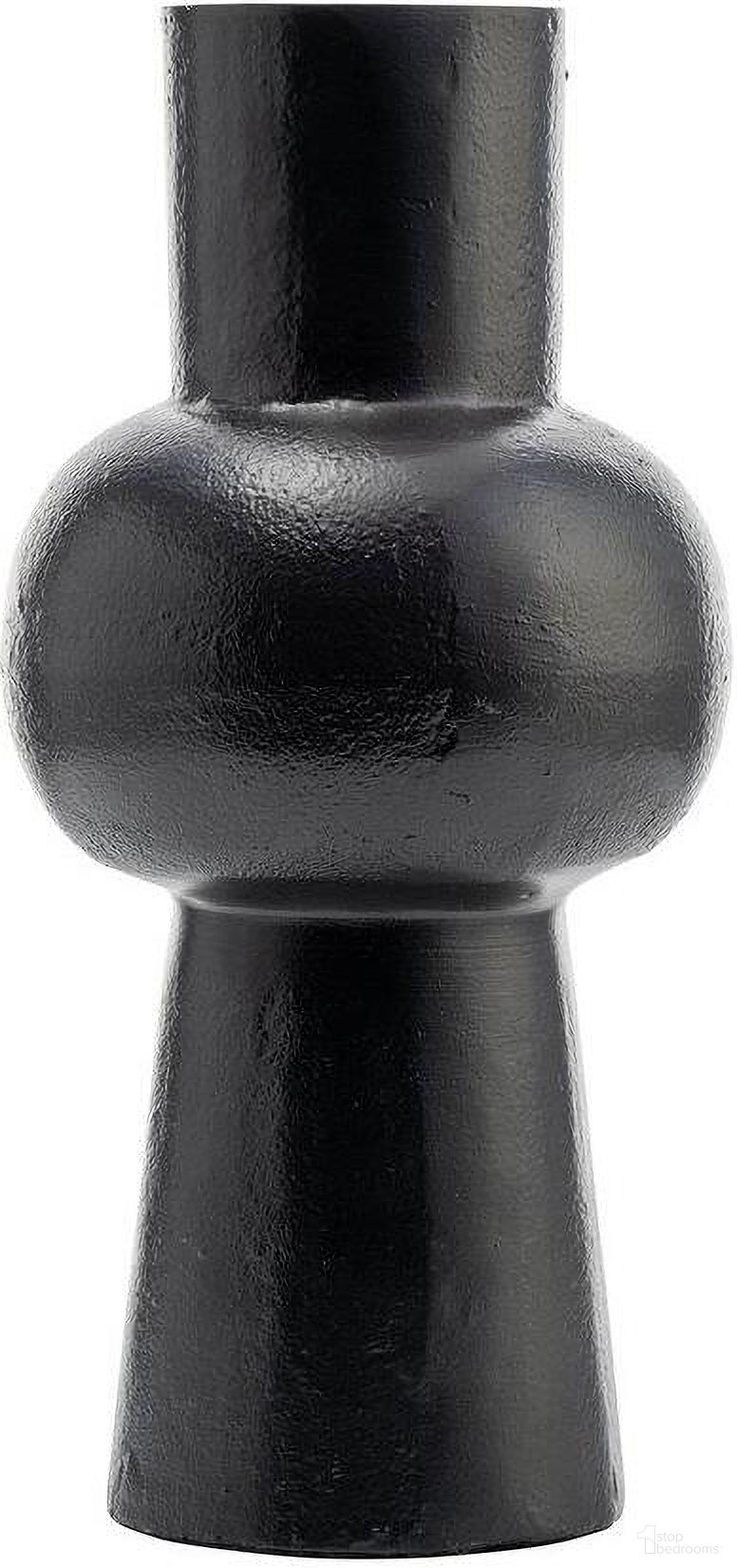 Metal 12 Inch Mid Ellipsoid Vase In Black