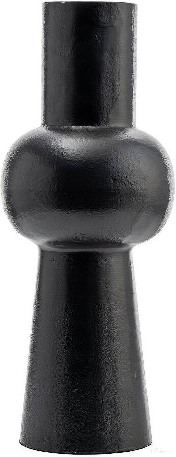 Metal 15 Inch Mid Ellipsoid Vase In Black