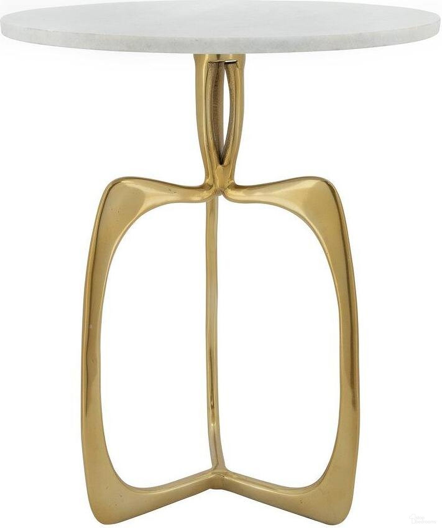 The appearance of Metal 20 Inch Accent Table With White Marble In Gold designed by Sagebrook Home in the glam interior design. This gold piece of furniture  was selected by 1StopBedrooms from  to add a touch of cosiness and style into your home. Sku: 14844-01. Material: Aluminum.