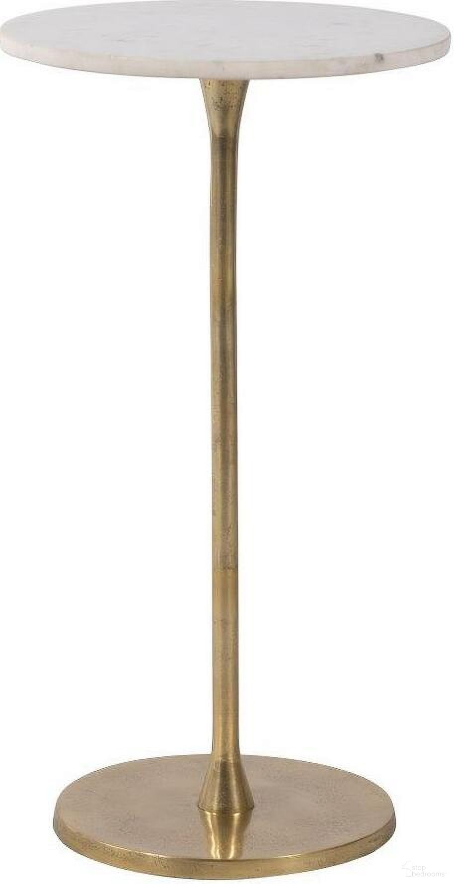 Metal 24 Inch Round Drink Table Gold And White