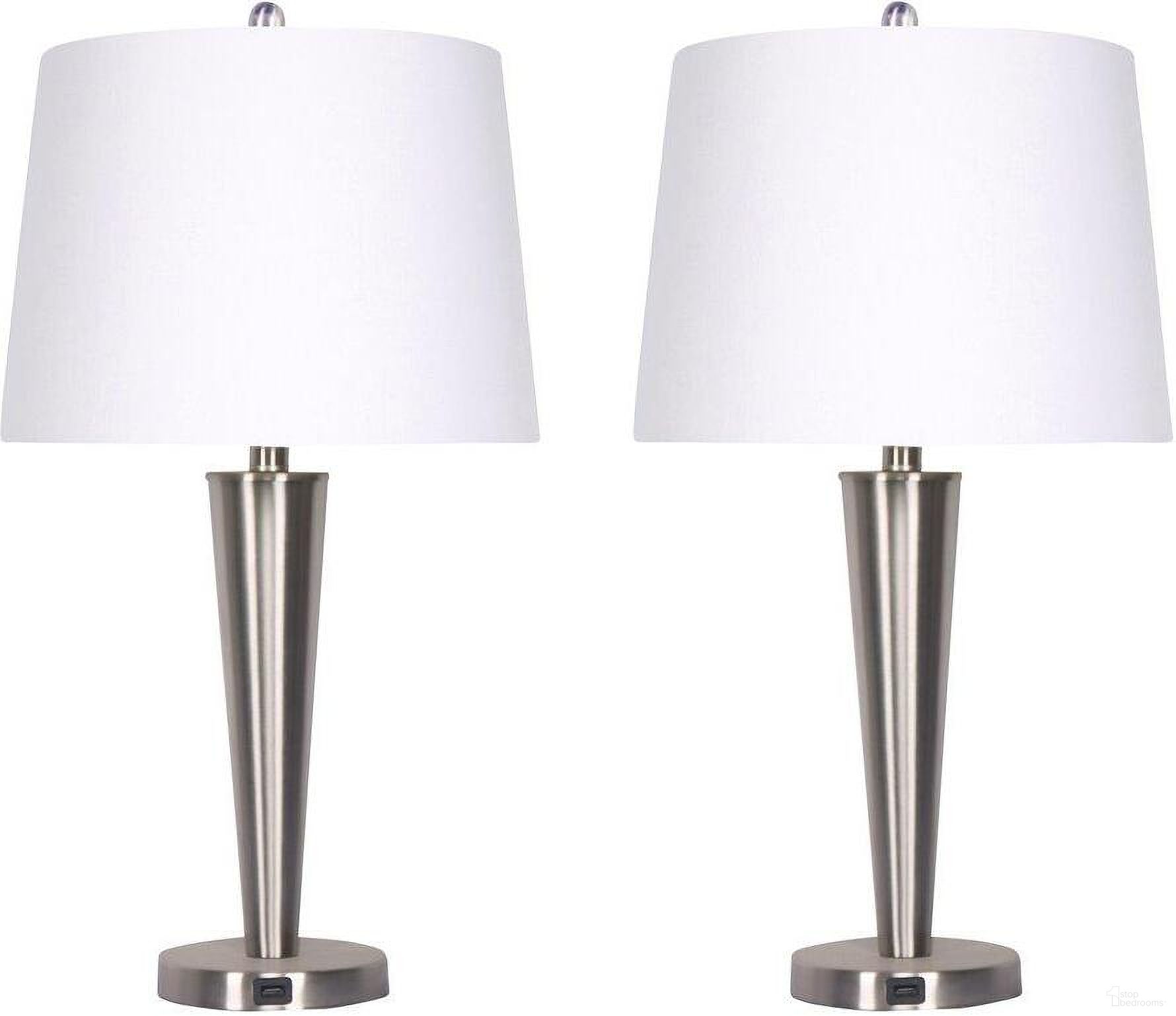 Metal 25 Inch Hslim Cone Table Lamp Set of 2 In Nickel