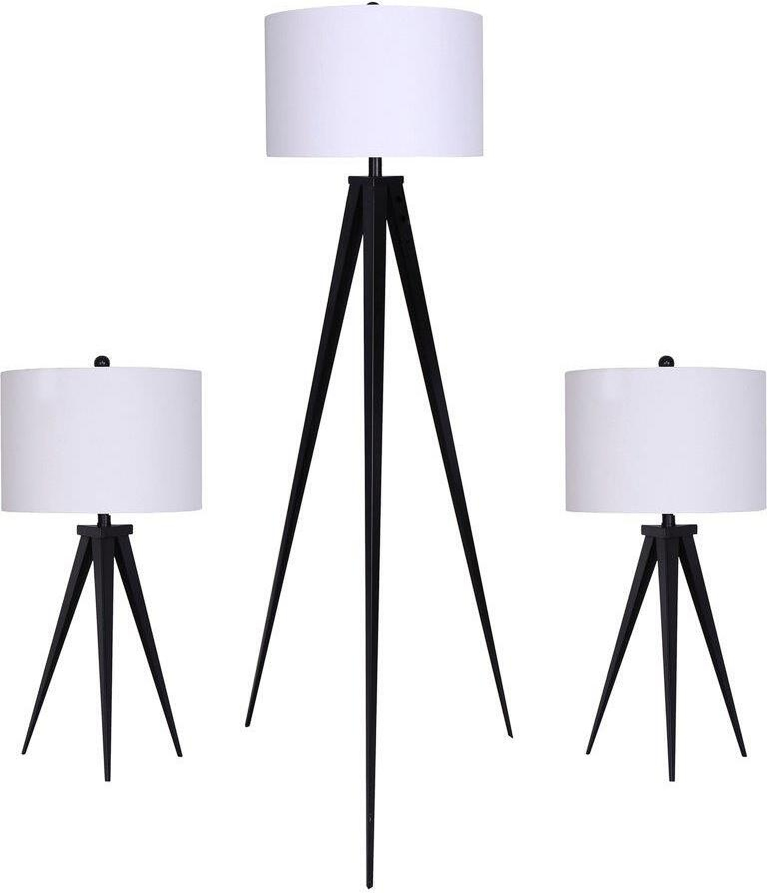 Metal 26/60 Inch Table And Floor Tripod Lamps Set of 3 In Black by ...