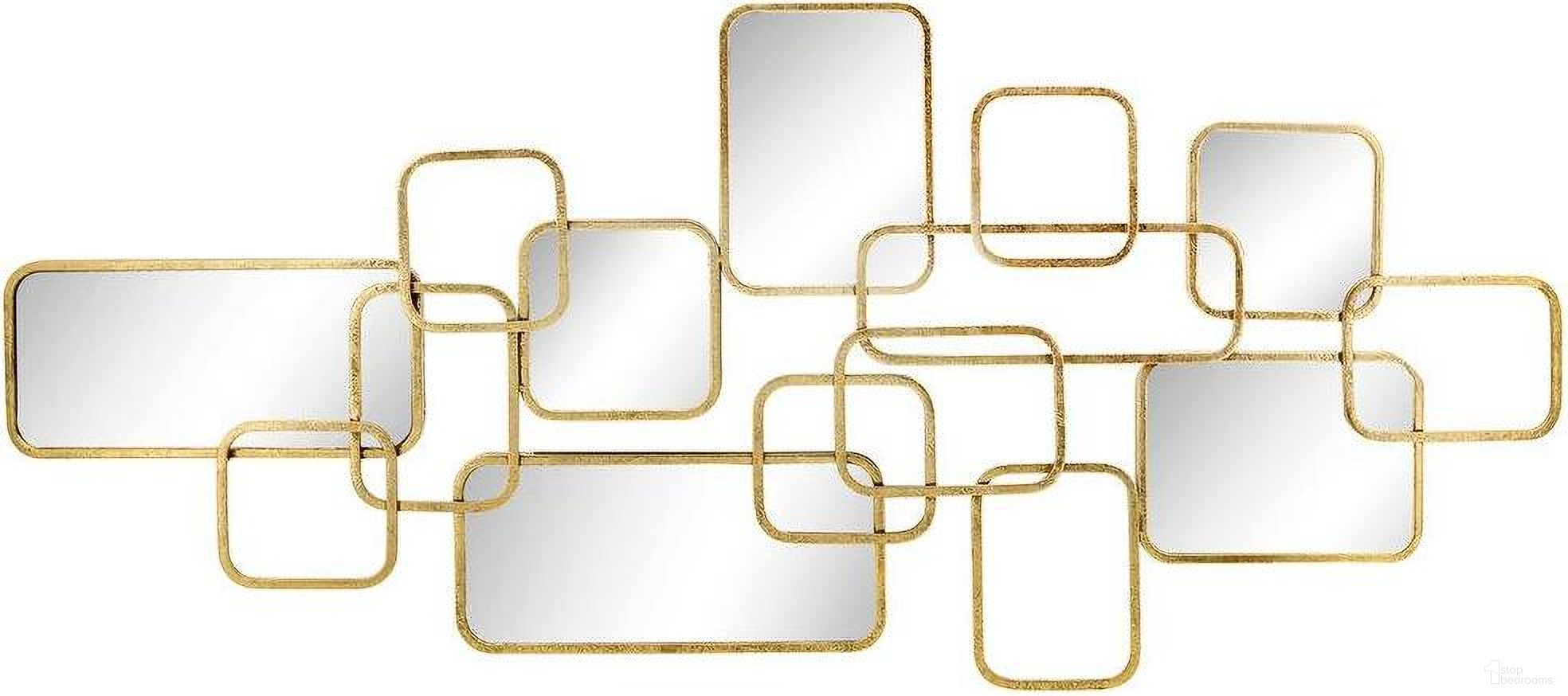 Metal 46 x 20 Wall Accent With Mirrors In Gold