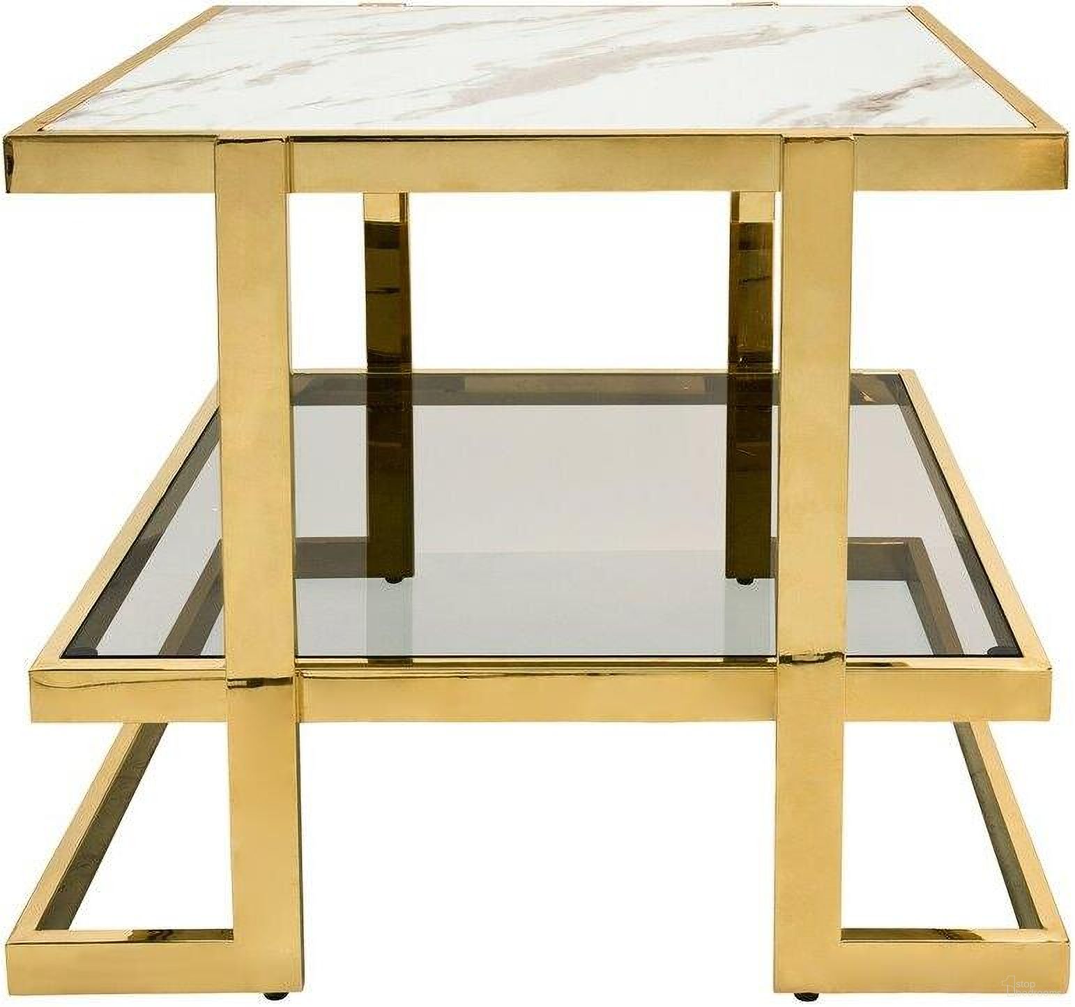 The appearance of Metal And Marble Glass Side Table In Gold And White designed by Sagebrook Home in the glam interior design. This gold piece of furniture  was selected by 1StopBedrooms from  to add a touch of cosiness and style into your home. Sku: 15439. Material: Metal.