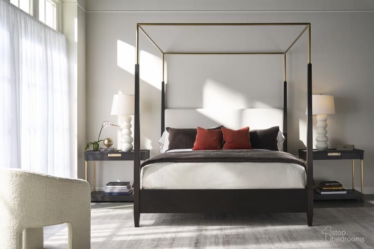 Metal Canopy Poster Bedroom Set In Mocha