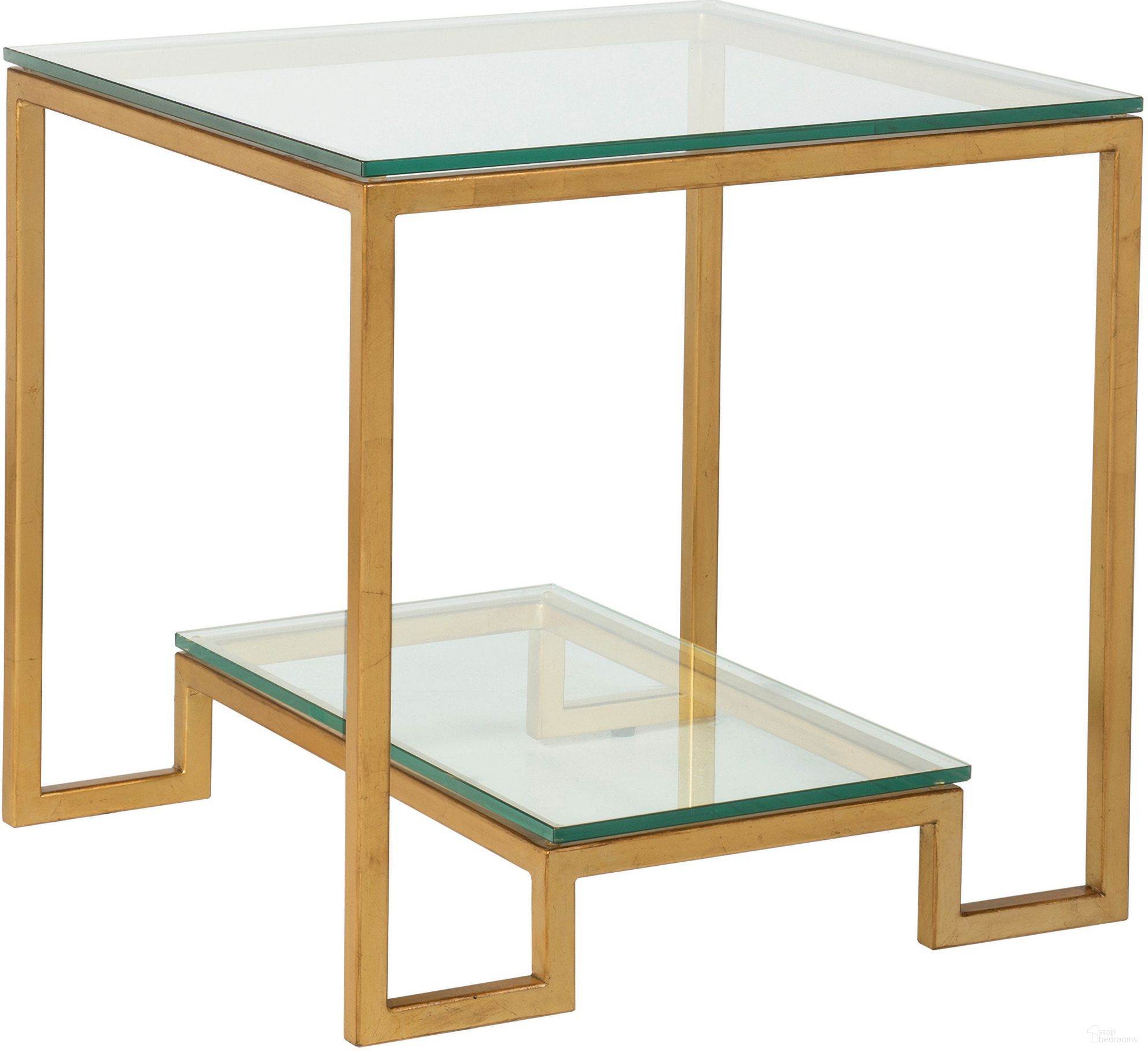 The appearance of Metal Designs Bonaire Square End Table In Gold designed by Artistica Home in the transitional interior design. This gold piece of furniture  was selected by 1StopBedrooms from Metal Designs Collection to add a touch of cosiness and style into your home. Sku: 2016-957-48. Material: Metal.