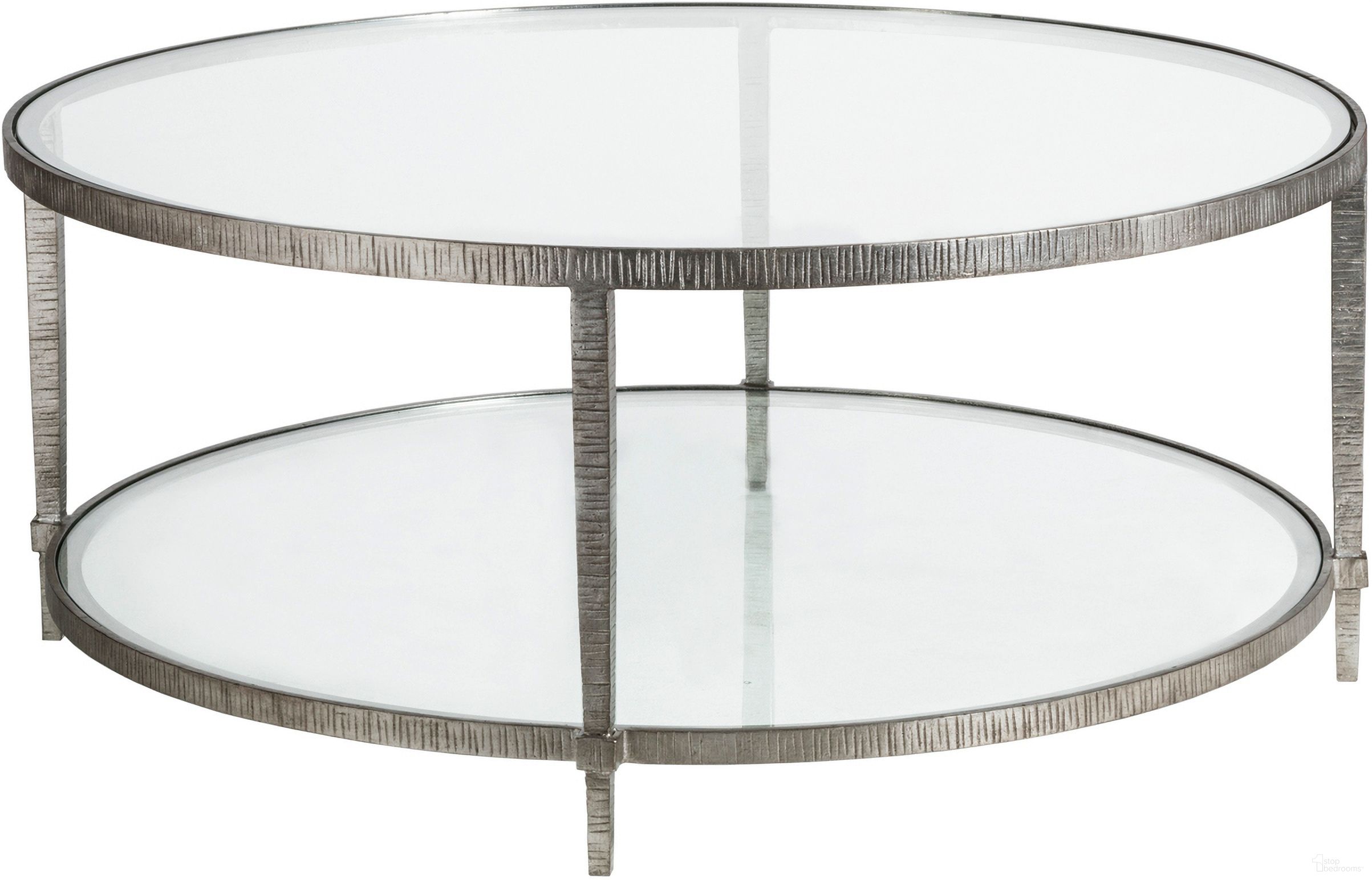 The appearance of Metal Designs Claret Round Cocktail Table In Silver Leaf designed by Artistica Home in the traditional interior design. This silver leaf piece of furniture  was selected by 1StopBedrooms from Metal Designs Collection to add a touch of cosiness and style into your home. Sku: 2233-943-47. Material: Glass.