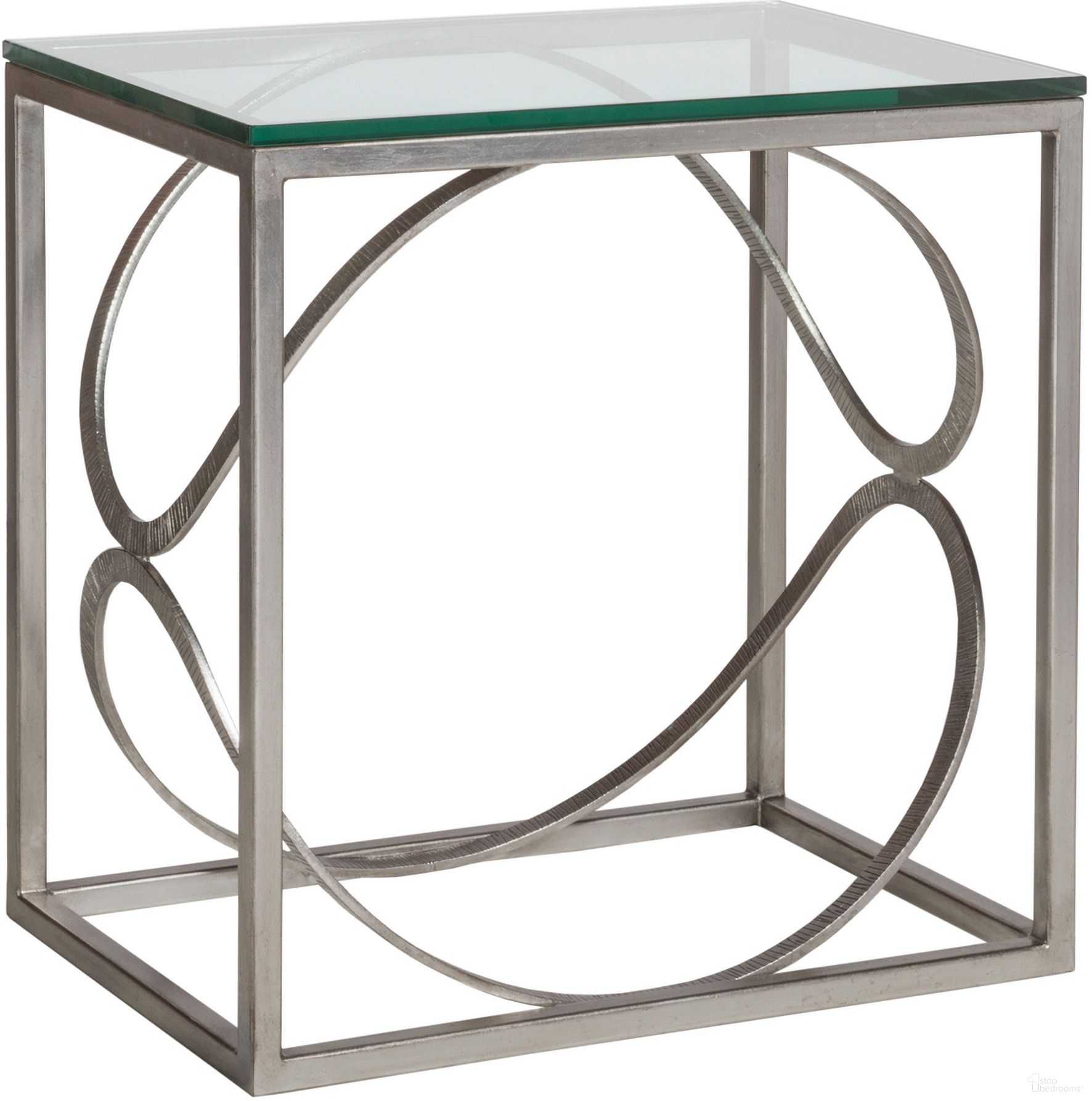 The appearance of Metal Designs Ellipse Rectangular End Table In Silver Leaf designed by Artistica Home in the modern / contemporary interior design. This silver leaf piece of furniture  was selected by 1StopBedrooms from Metal Designs Collection to add a touch of cosiness and style into your home. Sku: 2234-955-47. Material: Metal.
