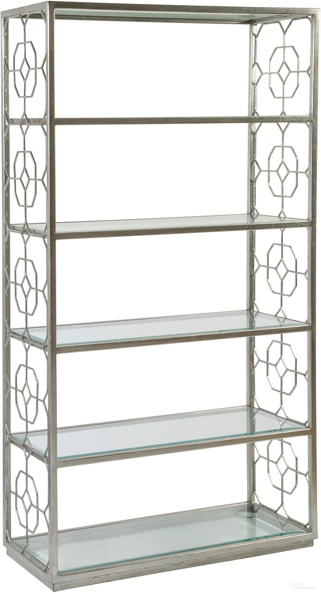 The appearance of Metal Designs Honeycomb Etagere In Silver Leaf designed by Artistica Home in the transitional interior design. This silver leaf piece of furniture was selected by 1StopBedrooms from Metal Designs Collection to add a touch of cosiness and style into your home. Sku: 2056-991-47. Material: Metal.