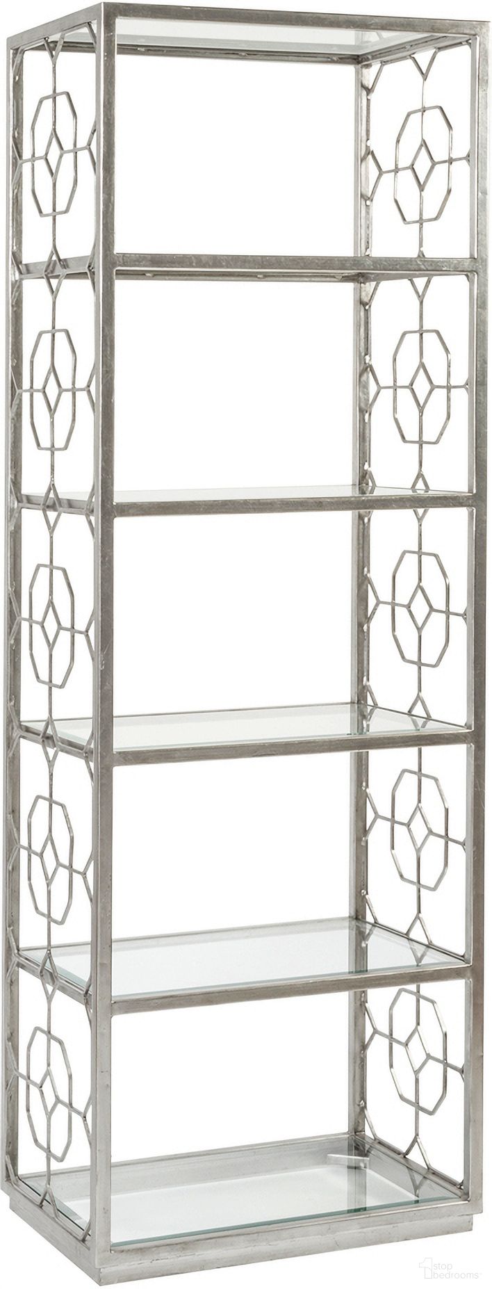 The appearance of Metal Designs Honeycomb Slim Etagere In Silver Leaf designed by Artistica Home in the transitional interior design. This silver leaf piece of furniture was selected by 1StopBedrooms from Metal Designs Collection to add a touch of cosiness and style into your home. Sku: 2056-990-47. Material: Metal.