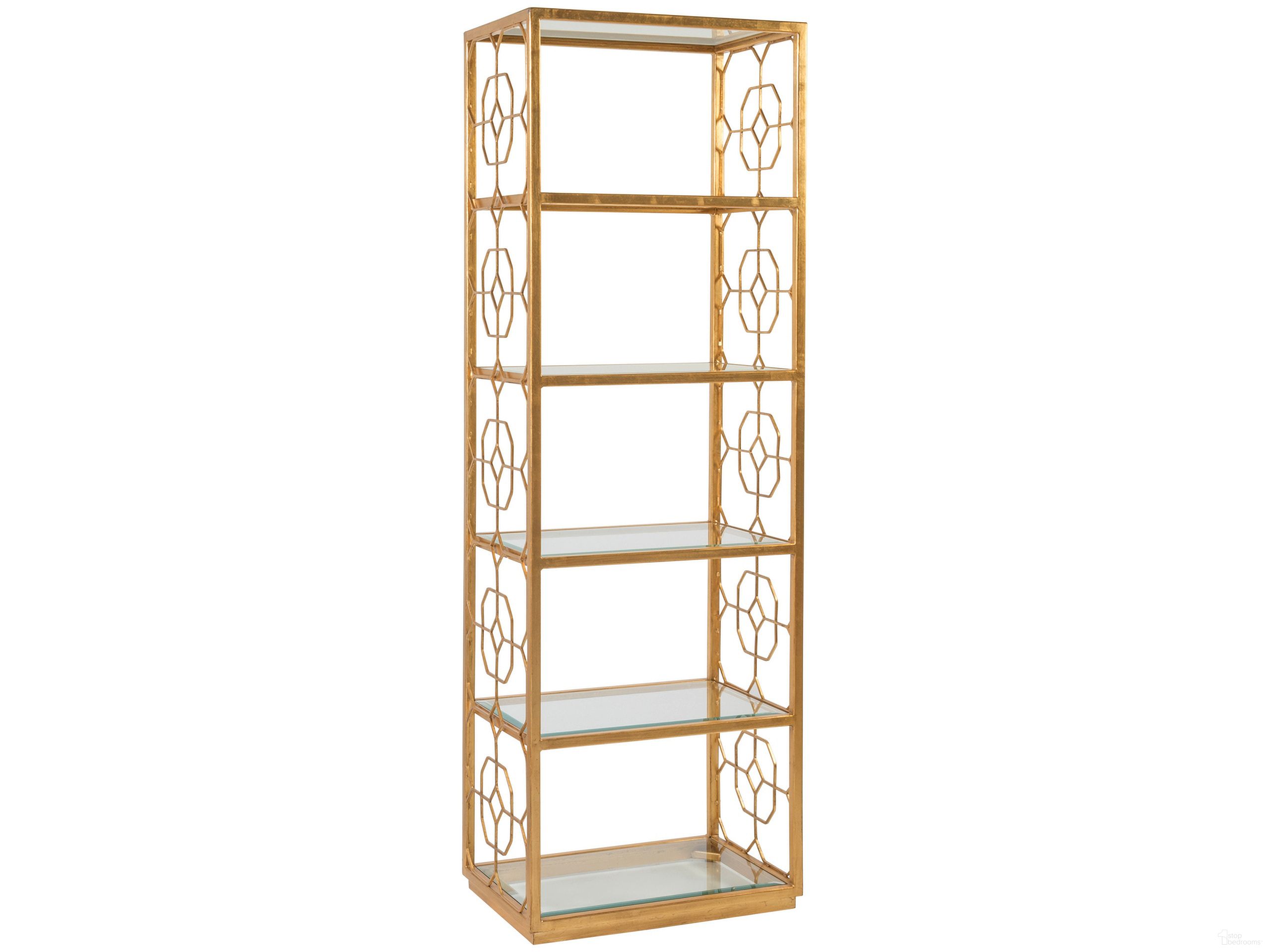 The appearance of Metal Designs Honeycomb Slim Etagere In Gold designed by Artistica Home in the transitional interior design. This gold piece of furniture  was selected by 1StopBedrooms from Metal Designs Collection to add a touch of cosiness and style into your home. Sku: 2056-990-48. Material: Metal.