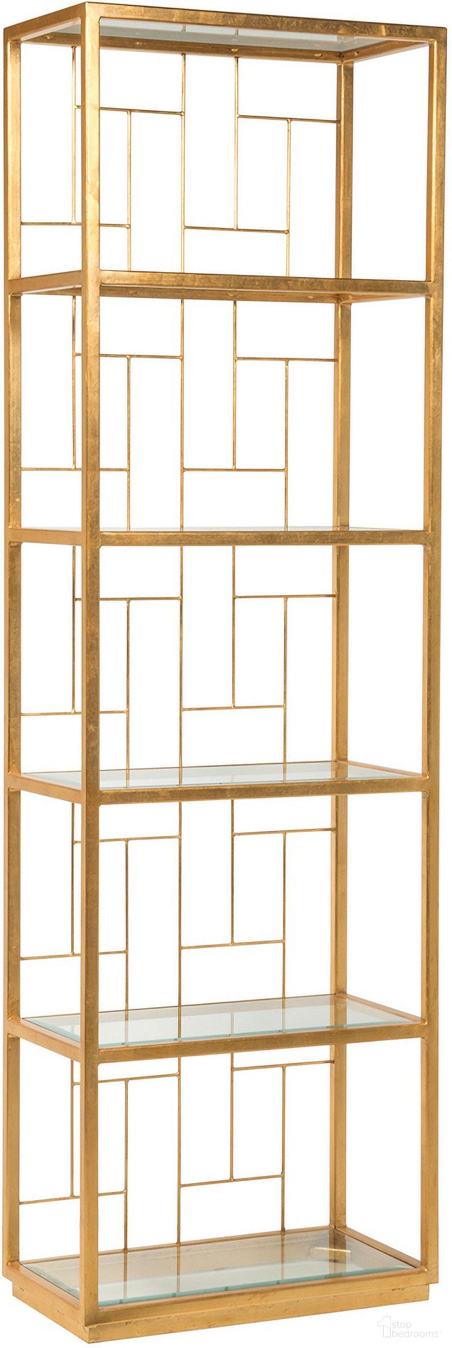 The appearance of Metal Designs Mid Geo Slim Etagere In Gold designed by Artistica Home in the transitional interior design. This gold piece of furniture was selected by 1StopBedrooms from Metal Designs Collection to add a touch of cosiness and style into your home. Sku: 2056-989-48. Material: Metal.