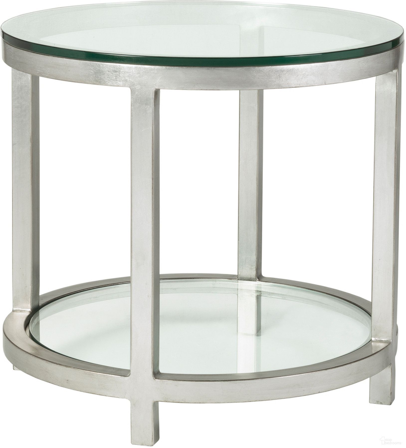 The appearance of Metal Designs Per Se Round End Table In Silver Leaf designed by Artistica Home in the transitional interior design. This silver leaf piece of furniture was selected by 1StopBedrooms from Metal Designs Collection to add a touch of cosiness and style into your home. Sku: 2013-950-47. Material: Metal.