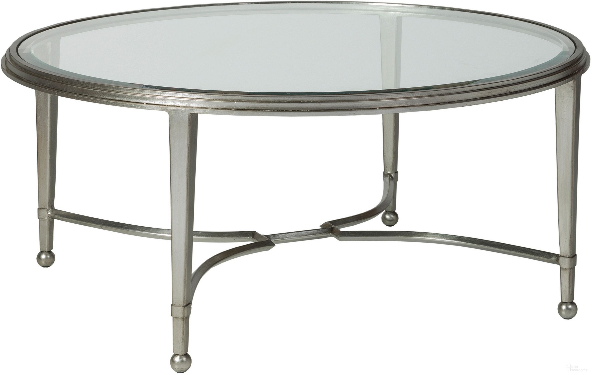 The appearance of Metal Designs Sangiovese Round Cocktail Table In Silver Leaf designed by Artistica Home in the transitional interior design. This silver leaf piece of furniture  was selected by 1StopBedrooms from Metal Designs Collection to add a touch of cosiness and style into your home. Sku: 2011-943-47. Material: Metal.