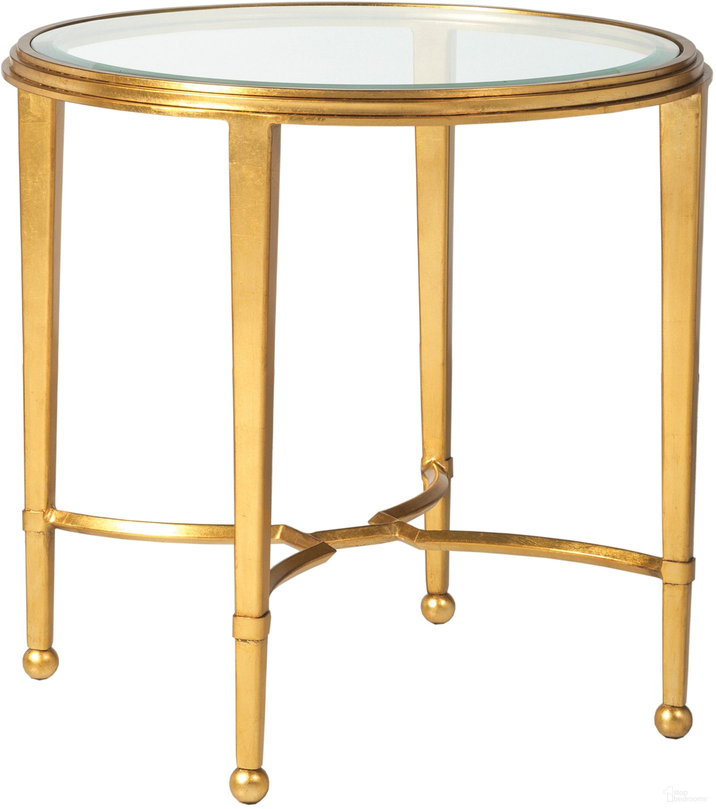 The appearance of Metal Designs Sangiovese Round End Table In Gold designed by Artistica Home in the transitional interior design. This gold piece of furniture  was selected by 1StopBedrooms from Metal Designs Collection to add a touch of cosiness and style into your home. Sku: 2011-950-48. Material: Metal.