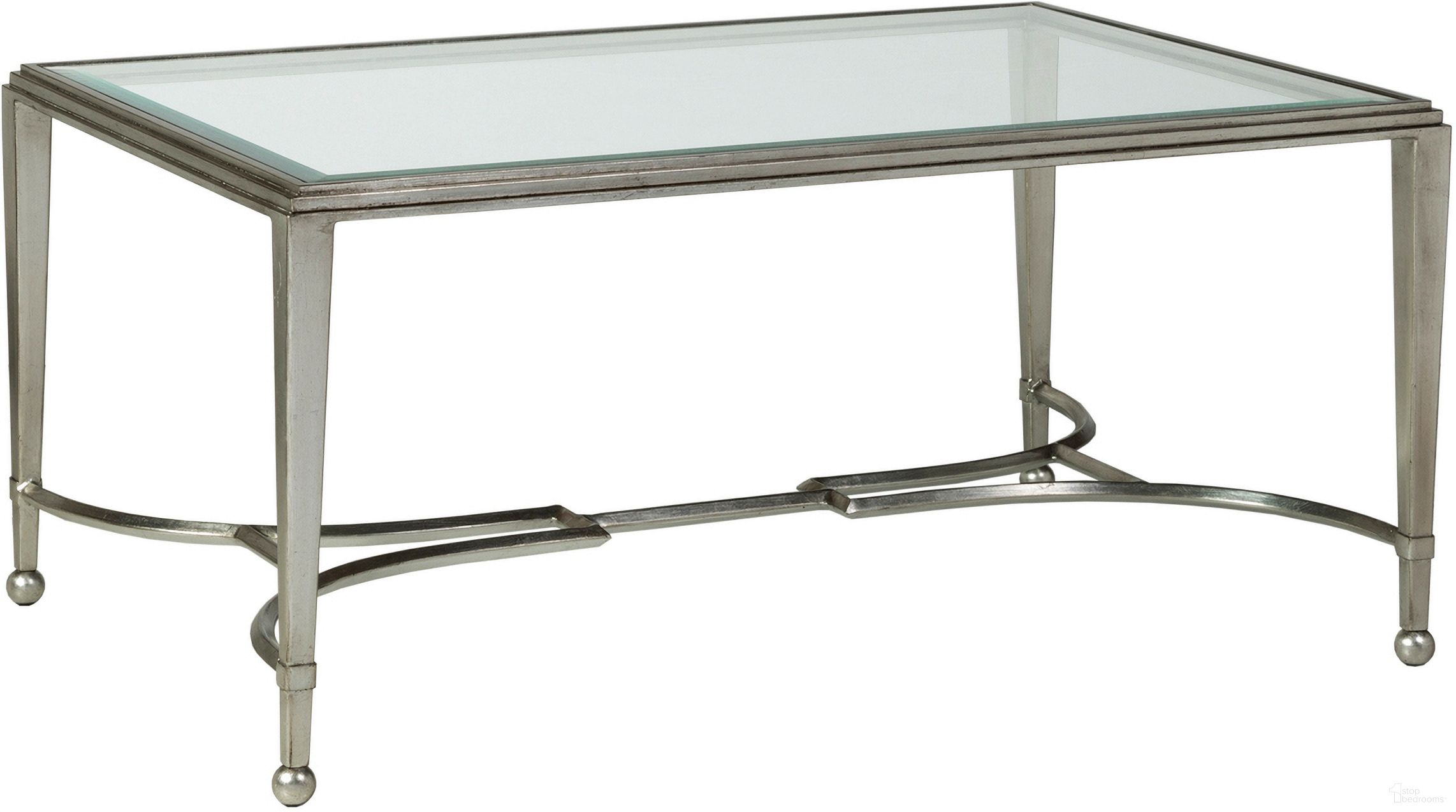 The appearance of Metal Designs Sangiovese Small Rectangular Cocktail Table In Silver Leaf designed by Artistica Home in the transitional interior design. This silver leaf piece of furniture was selected by 1StopBedrooms from Metal Designs Collection to add a touch of cosiness and style into your home. Sku: 2011-945-47. Material: Metal.