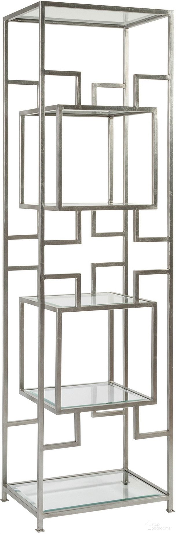 The appearance of Metal Designs Suspension Slim Etagere In Silver Leaf designed by Artistica Home in the transitional interior design. This silver leaf piece of furniture was selected by 1StopBedrooms from Metal Designs Collection to add a touch of cosiness and style into your home. Sku: 2006-990-47. Material: Metal.