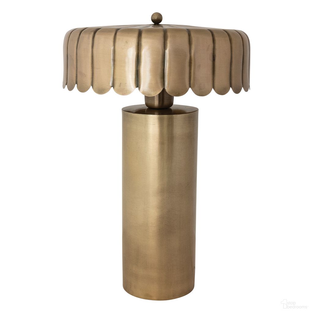 Metal Table Lamp with Scalloped Shade In Gold