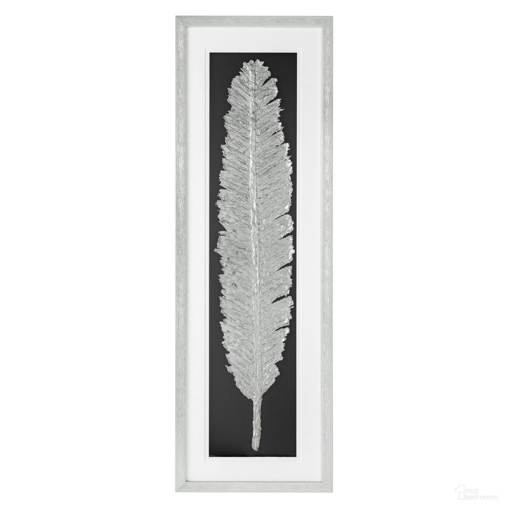 Metallic Feather Shadow Box In Silver