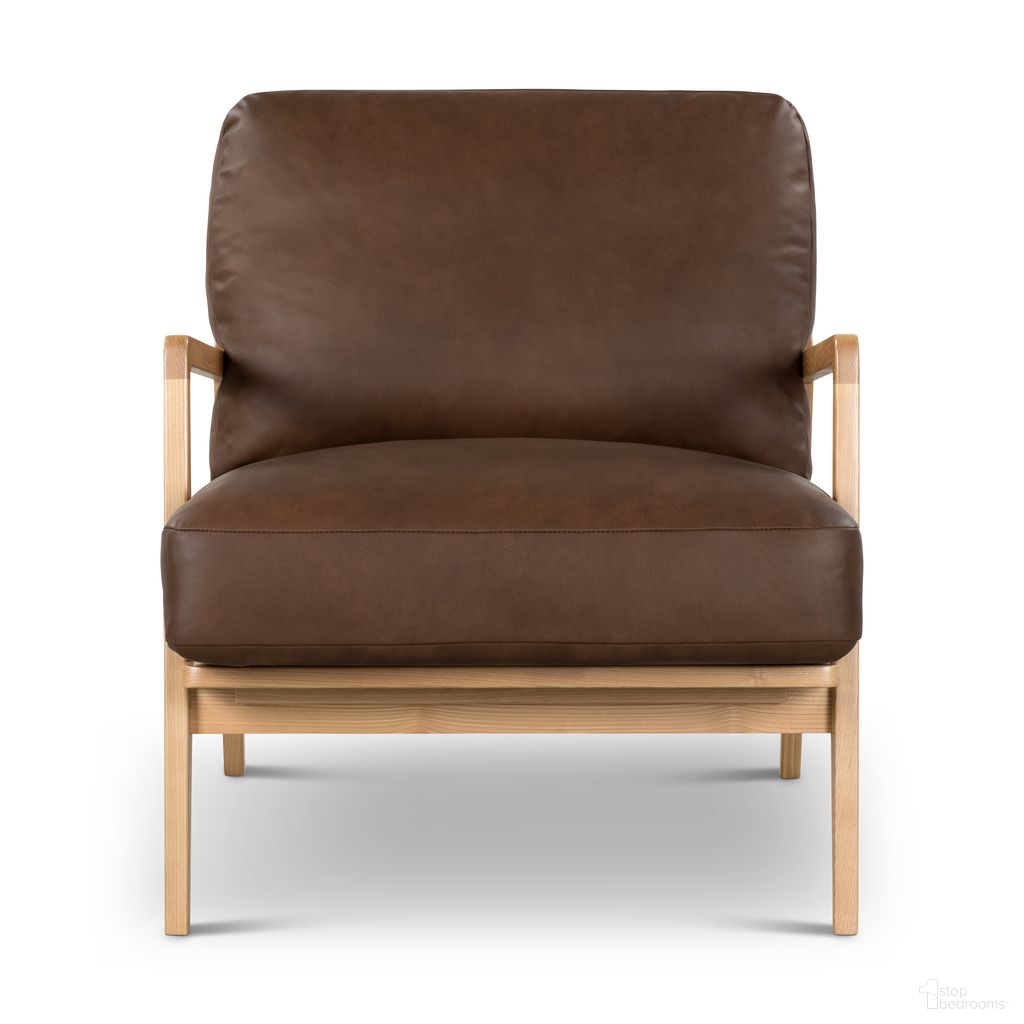 The appearance of Metro Carmelo Genuine Leather Accent Chair In Oak and Brown designed by Urbia in the modern / contemporary interior design. This oak/brown piece of furniture  was selected by 1StopBedrooms from Metro Collection to add a touch of cosiness and style into your home. Sku: VC-1231-C-KACOBRN. Material: Solid Wood.