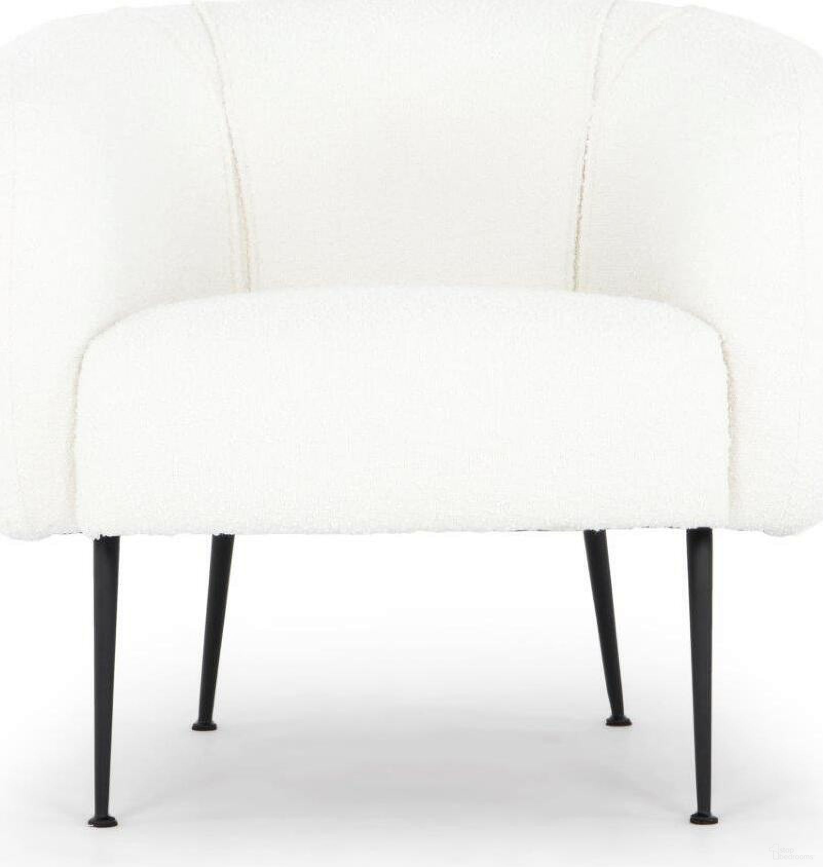 The appearance of Metro Sepli Accent Chair In Black Legs And White Boucle Upholstery designed by Urbia in the modern / contemporary interior design. This white piece of furniture  was selected by 1StopBedrooms from Metro Collection to add a touch of cosiness and style into your home. Sku: VSD-SEPLI-C-WHT. Material: Boucle.