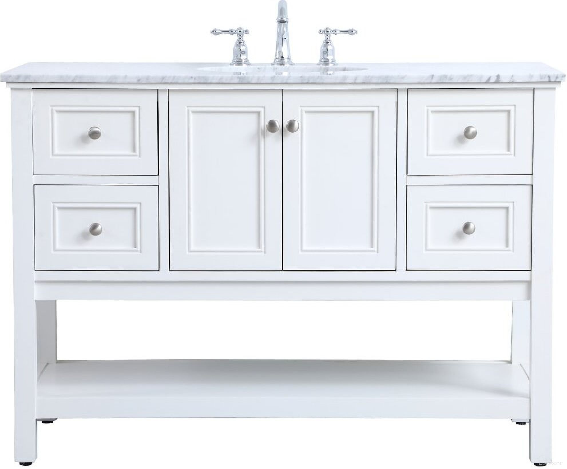 The appearance of Metropolis 48 Inch Single Bathroom Vanity Set In White designed by Elegant Lighting in the modern / contemporary interior design. This white piece of furniture was selected by 1StopBedrooms from Metropolis Collection to add a touch of cosiness and style into your home. Sku: VF27048WH. Material: Wood.