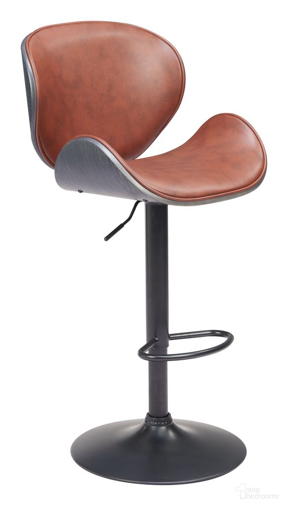 The appearance of Meyane Barstool In Brown designed by Zuo Modern in the modern / contemporary interior design. This brown piece of furniture  was selected by 1StopBedrooms from Meyane Collection to add a touch of cosiness and style into your home. Sku: 110568. Material: Polyurethane.