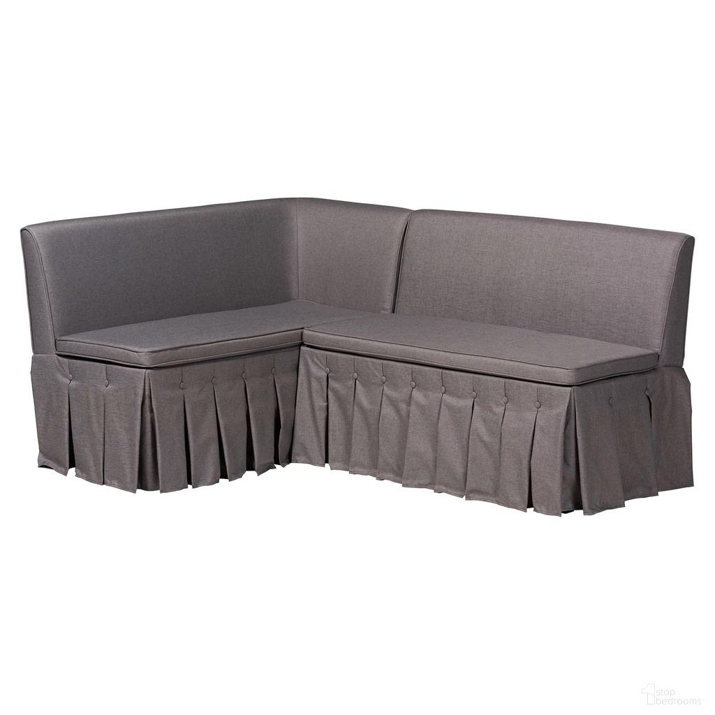 Meyer Fabric Upholstered Dining Nook Bench Set of 2 In Grey and Black
