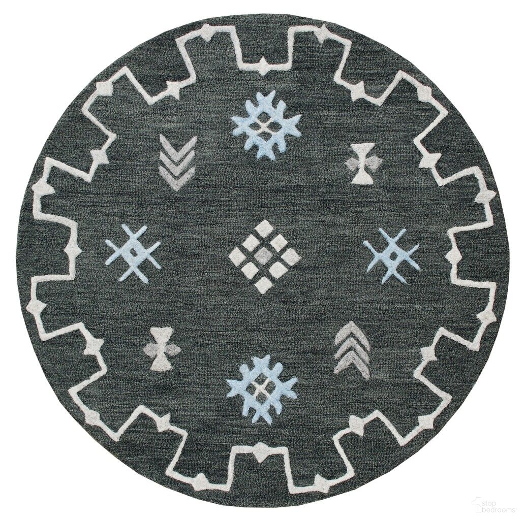 Mezna Geometric Hand-Hooked Wool Area Rug In Cream and Charcoal