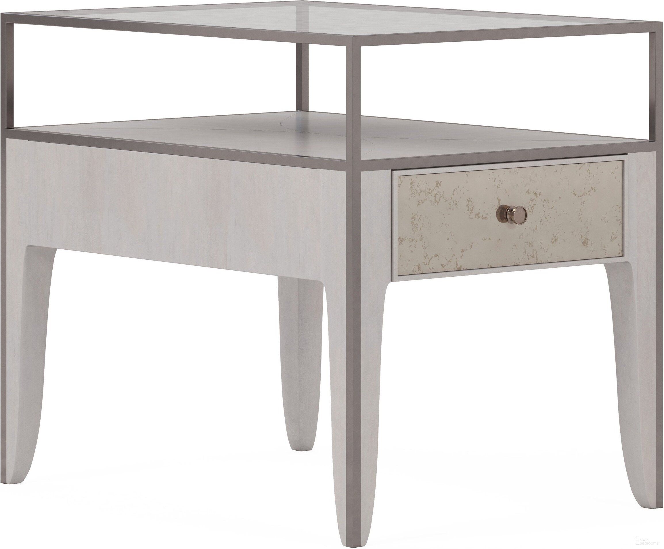 The appearance of Mezzanine End Table In Light Gray designed by A.R.T. in the transitional interior design. This light gray piece of furniture  was selected by 1StopBedrooms from Mezzanine Collection to add a touch of cosiness and style into your home. Sku: 325324-2249. Material: Poplar.