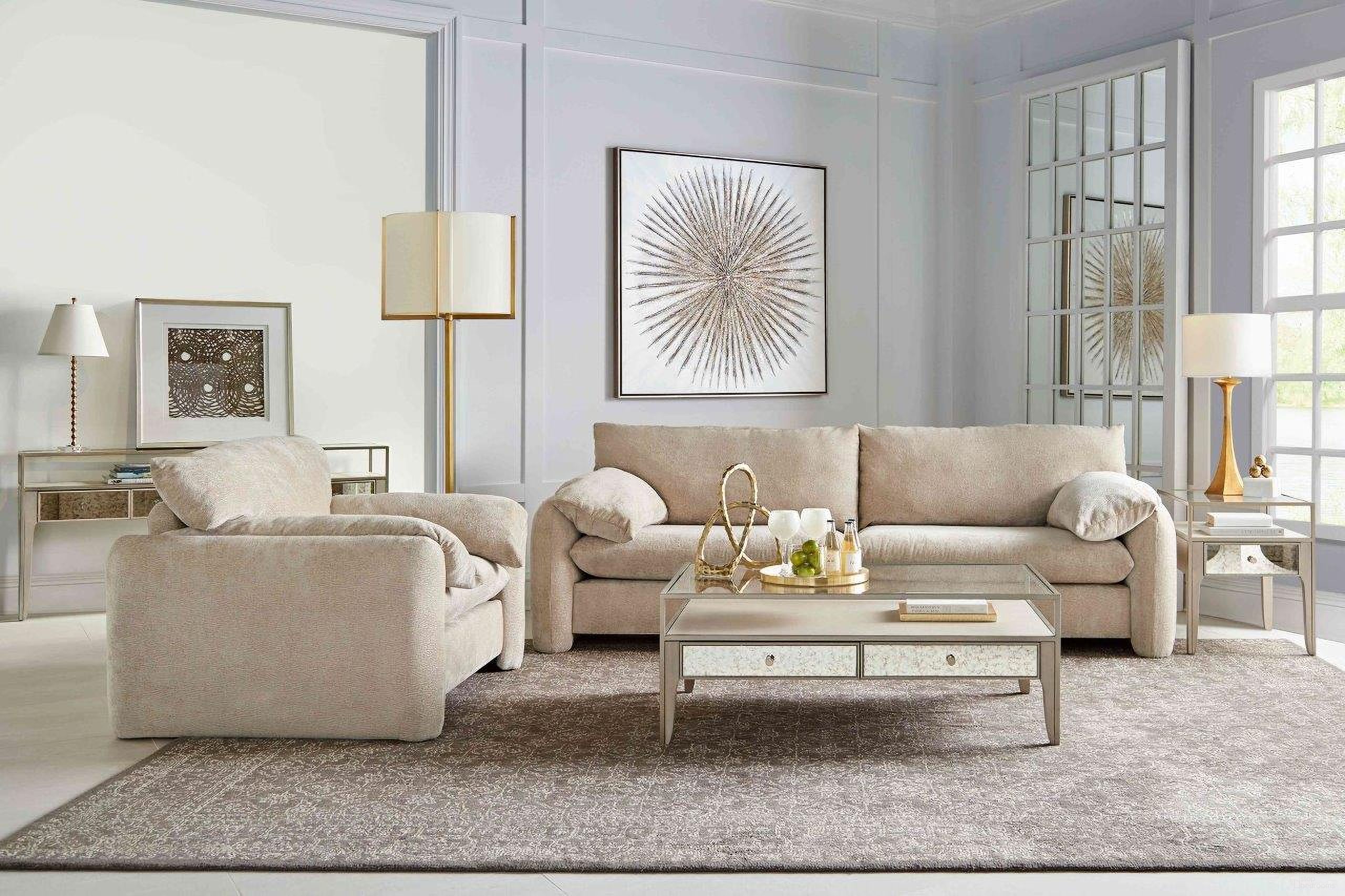 The appearance of Mezzanine Rectangular Occasional Table Set In Light Gray designed by A.R.T. in the transitional interior design. This light gray piece of furniture was selected by 1StopBedrooms from Mezzanine Collection to add a touch of cosiness and style into your home. Sku: 325320-2249;325324-2249. Material: Poplar.