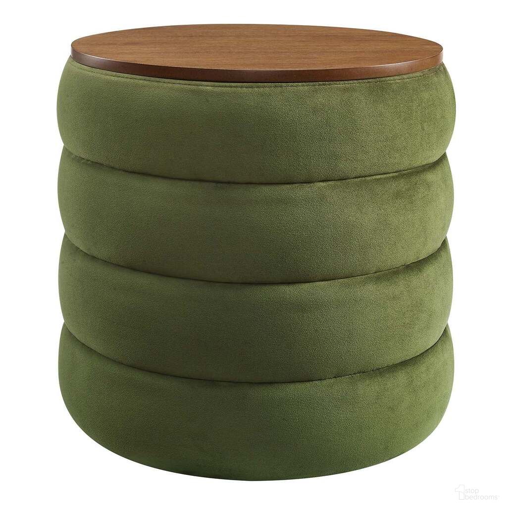 The appearance of Mezzo Performance Velvet Storage Round Ottoman In Moss Green designed by Modway in the modern / contemporary interior design. This moss green piece of furniture was selected by 1StopBedrooms from Mezzo Collection to add a touch of cosiness and style into your home. Sku: EEI-6684-MOG. Material: Velvet.