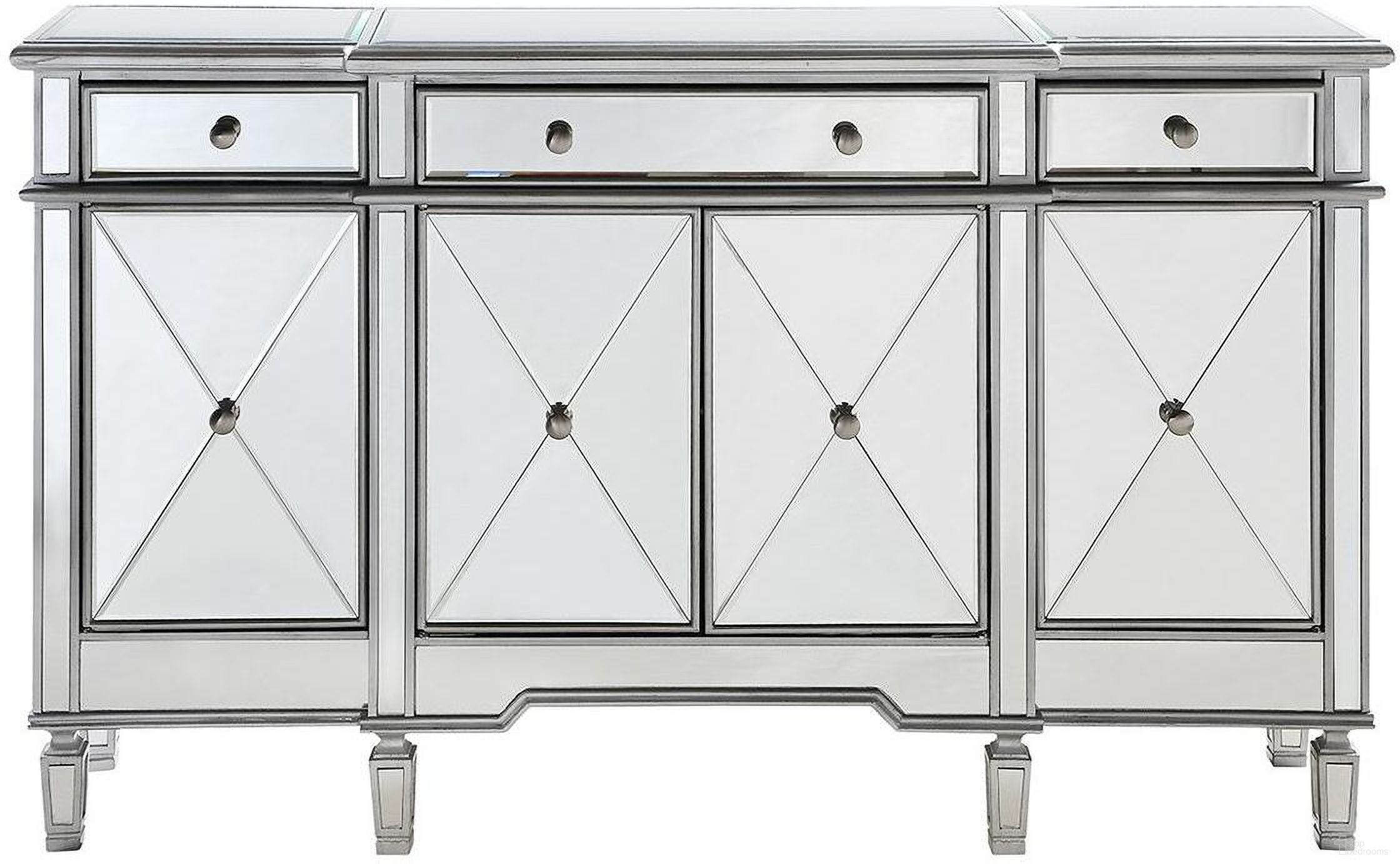 The appearance of Contempo 60" Hand Rubbed Antique Silver Cabinet designed by Elegant Lighting in the glam interior design. This silver piece of furniture  was selected by 1StopBedrooms from Contempo Collection to add a touch of cosiness and style into your home. Sku: MF6-1001SC. Material: MDF.