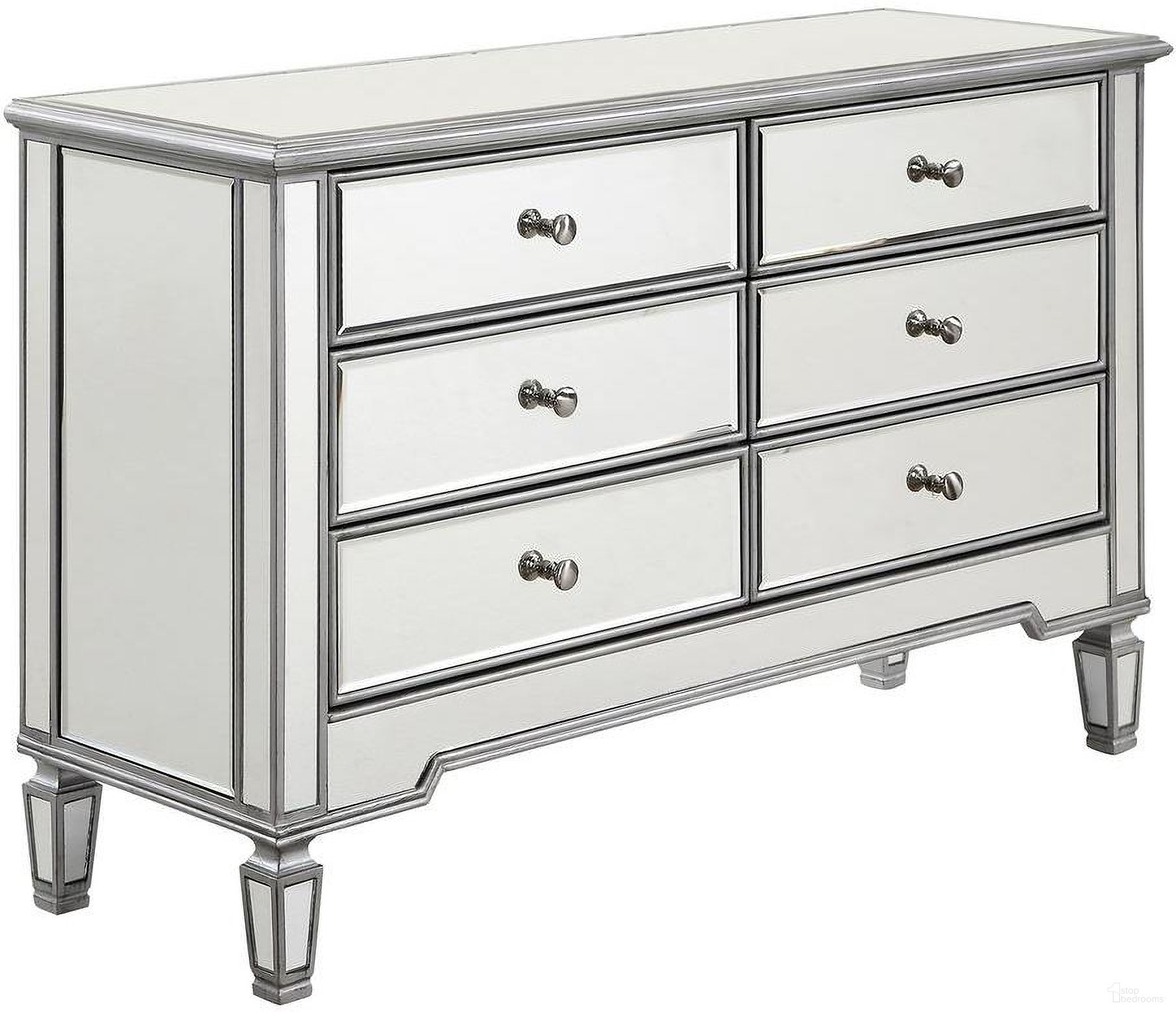 The appearance of Contempo 48" Hand Rubbed Antique Silver Dresser designed by Elegant Lighting in the glam interior design. This silver piece of furniture  was selected by 1StopBedrooms from Contempo Collection to add a touch of cosiness and style into your home. Sku: MF6-1017S. Material: MDF.
