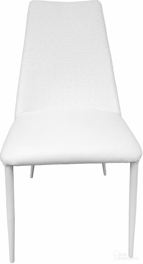 The appearance of Mia Leather and Cotton Dining Chair In White designed by Casabianca Home in the modern / contemporary interior design. This white piece of furniture was selected by 1StopBedrooms from Mia Collection to add a touch of cosiness and style into your home. Sku: TC-I205-WH. Material: Leather. Chair Type: Side Chair.