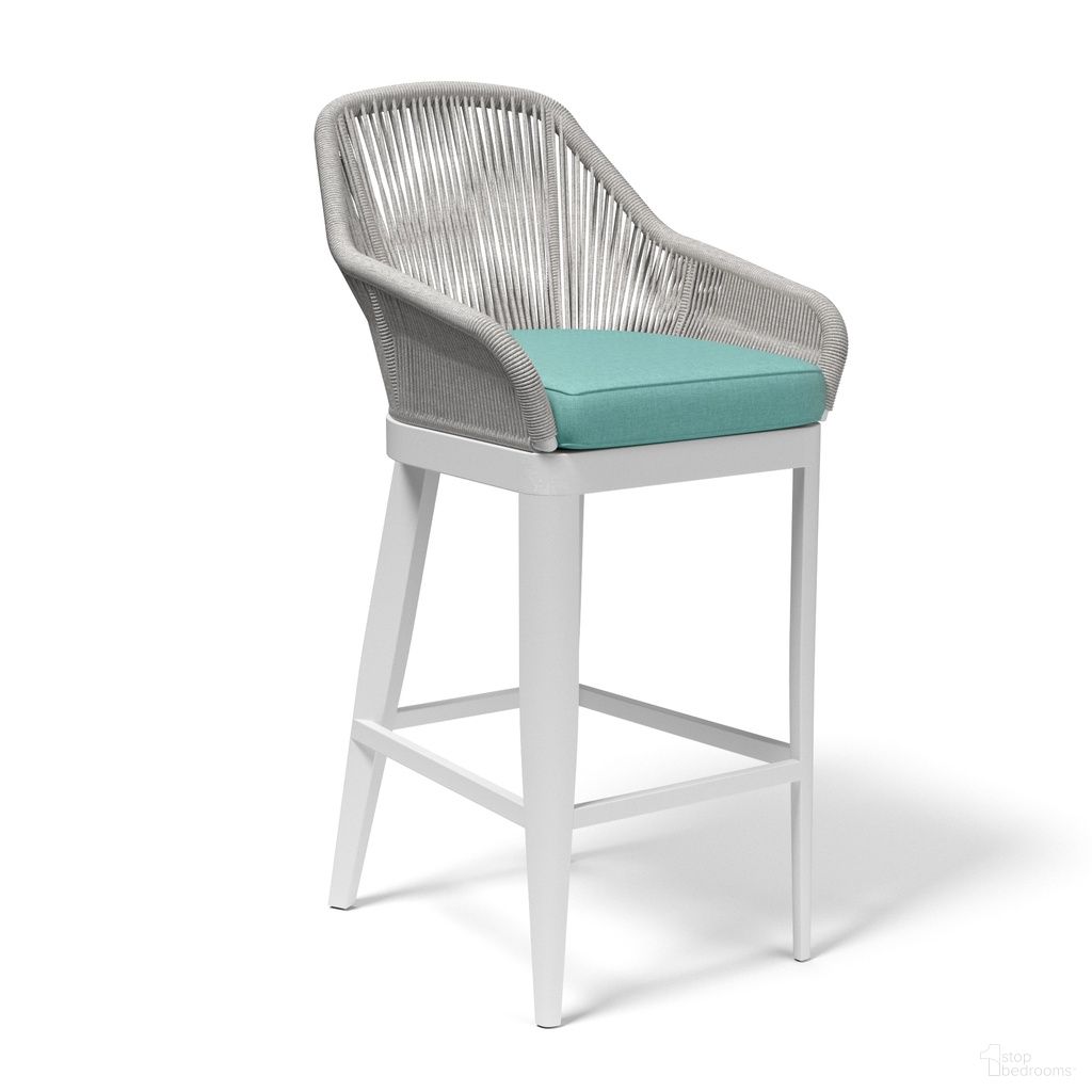 The appearance of Miami Barstool in Dupione Celeste designed by Sunset West in the modern / contemporary interior design. This dupione celeste piece of furniture was selected by 1StopBedrooms from Miami Collection to add a touch of cosiness and style into your home. Sku: SW4401-7B-8067. Material: Olefin Rope.