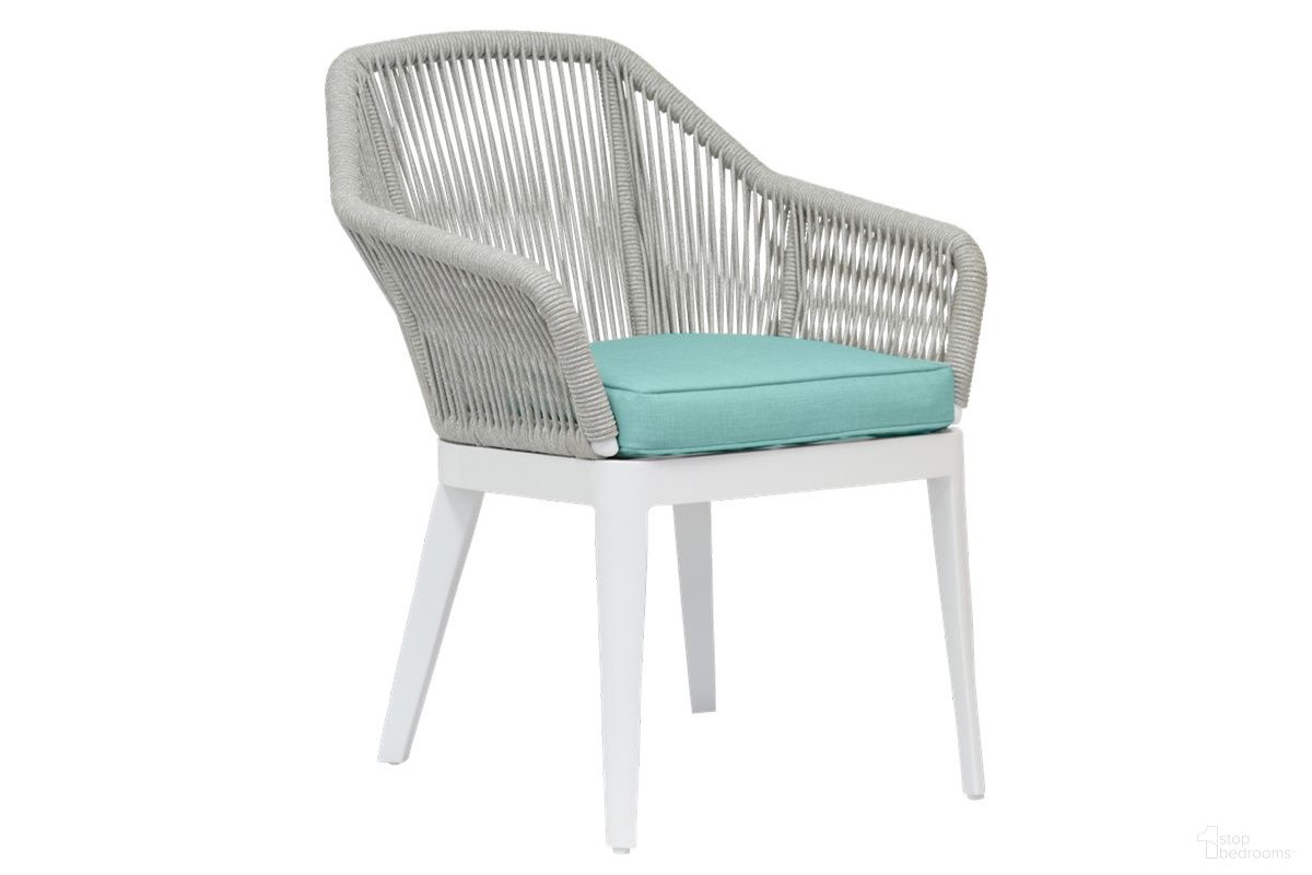 The appearance of Miami Dining Chair in Dupione Celeste designed by Sunset West in the modern / contemporary interior design. This dupione celeste piece of furniture  was selected by 1StopBedrooms from Miami Collection to add a touch of cosiness and style into your home. Sku: SW4401-1-8067. Material: Olefin Rope.
