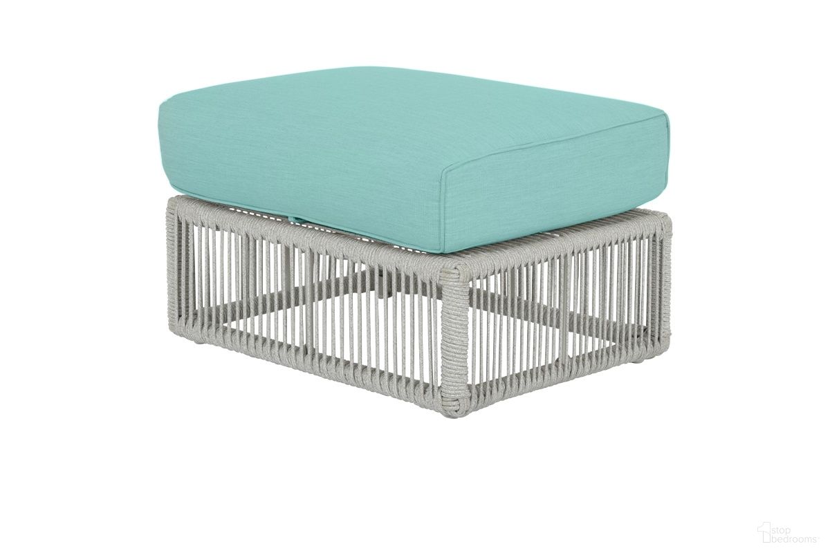 The appearance of Miami Ottoman in Dupione Celeste designed by Sunset West in the modern / contemporary interior design. This dupione celeste piece of furniture was selected by 1StopBedrooms from Miami Collection to add a touch of cosiness and style into your home. Sku: SW4401-OTT-8067. Material: Olefin Rope.