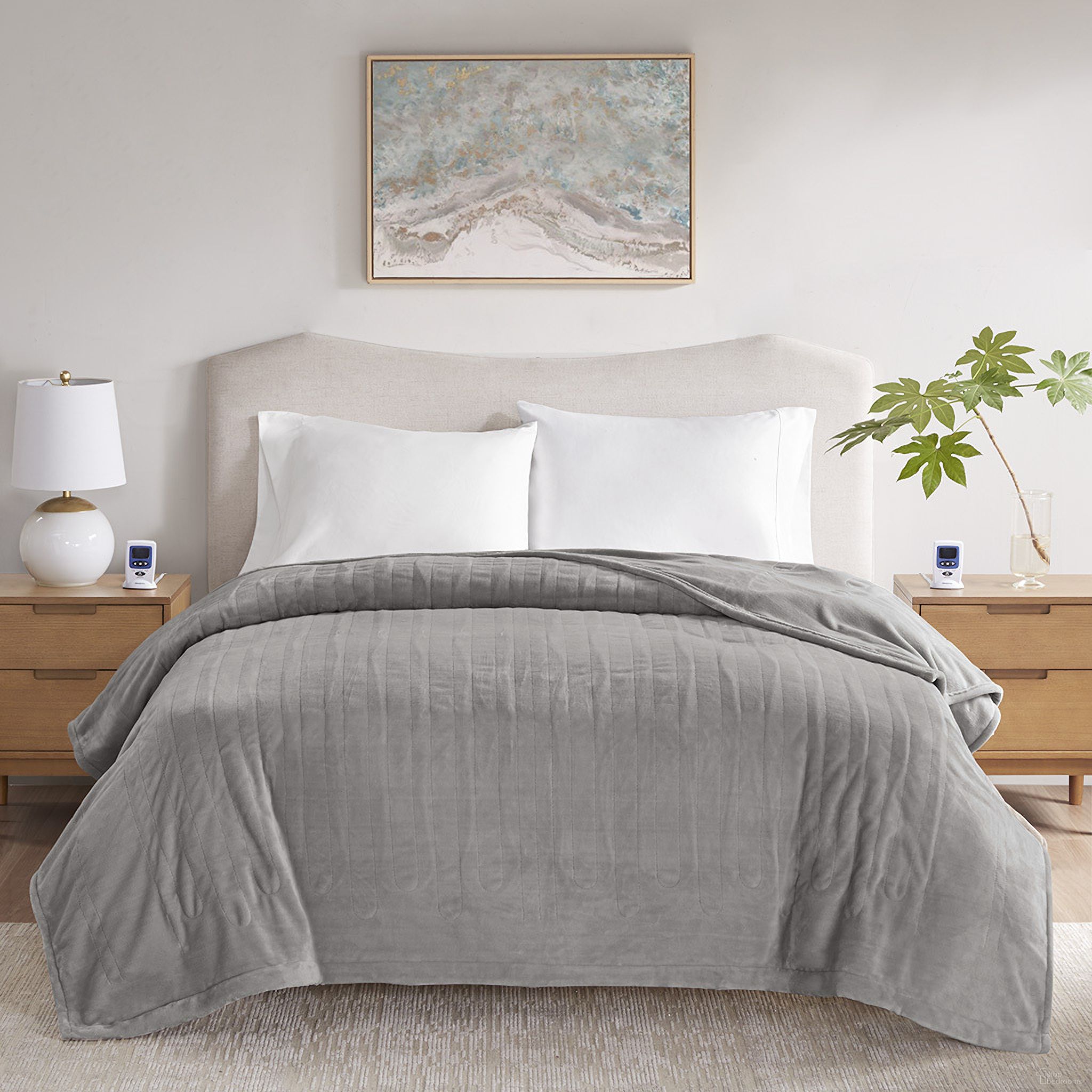 Microplush Heated King Blanket with Wifi Technology In Gray