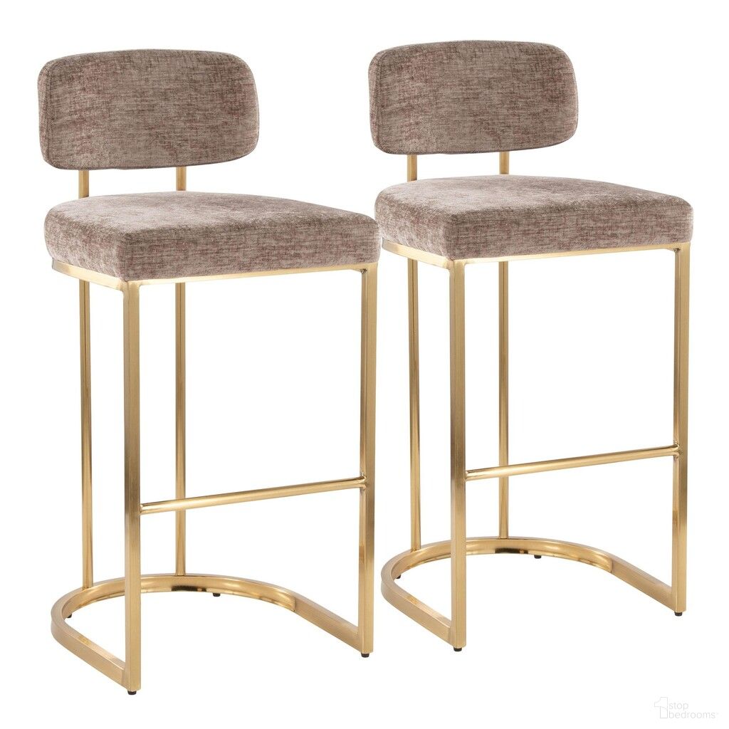 The appearance of Mid back Demi 30 Inch Fixed Height Barstool Set of 2 In Brown and Gold designed by Lumisource in the modern / contemporary interior design. This brown and gold piece of furniture was selected by 1StopBedrooms from Demi Collection to add a touch of cosiness and style into your home. Sku: B30-MBDEMIFB AUBN2. Material: Metal.