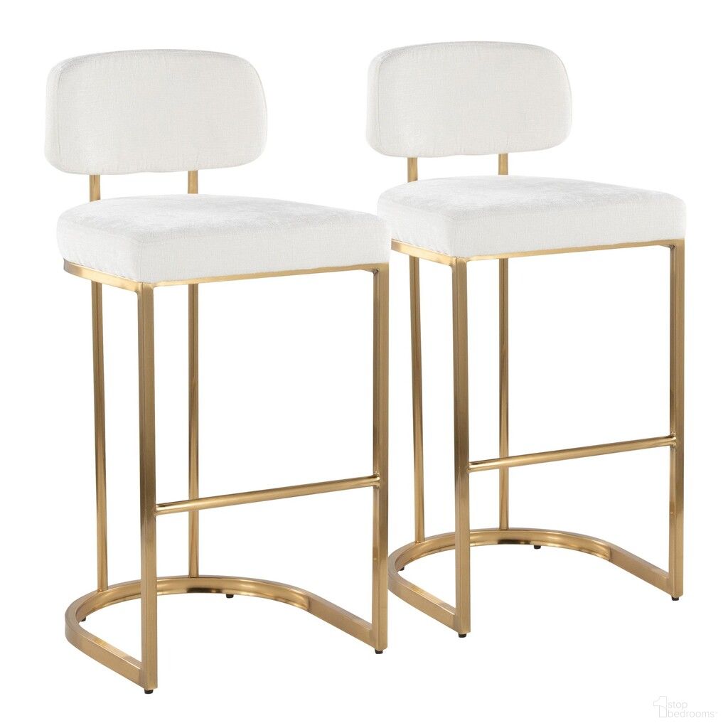 The appearance of Mid back Demi 30 Inch Fixed Height Barstool Set of 2 In Cream and Gold designed by Lumisource in the modern / contemporary interior design. This cream/gold piece of furniture was selected by 1StopBedrooms from Demi Collection to add a touch of cosiness and style into your home. Sku: B30-MBDEMIFB AUCR2. Material: Metal.