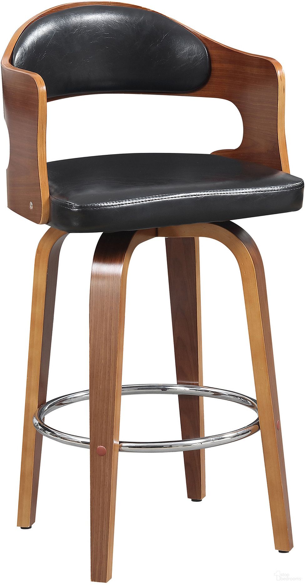 Mid-Century 27 Inch Counter Seat Height Swivel Barstool In Black