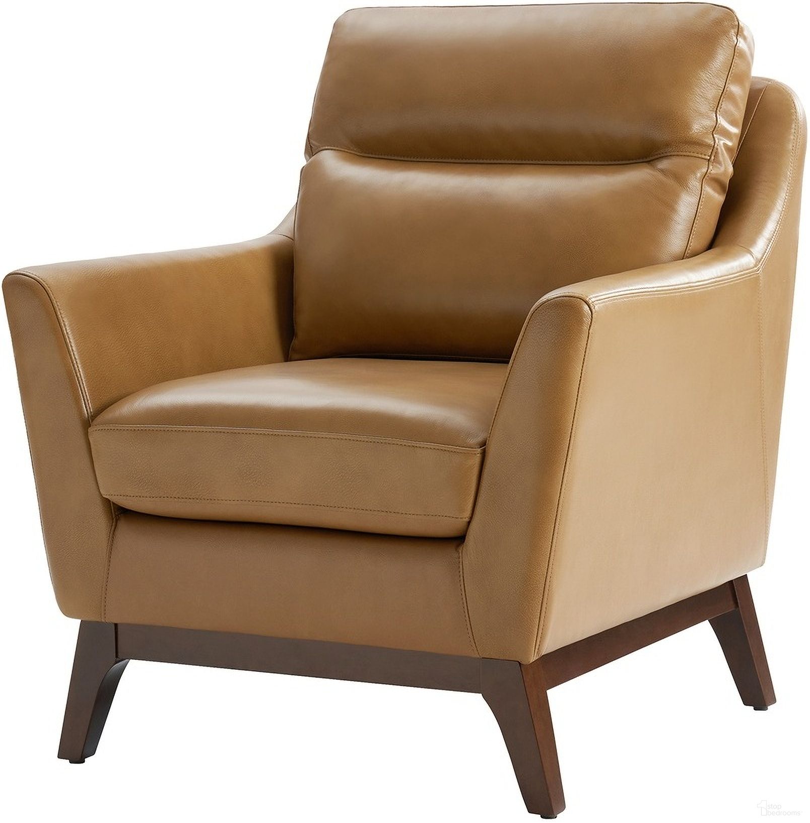 Mid-Century Mordern Genuine Leather Armchair In Camel