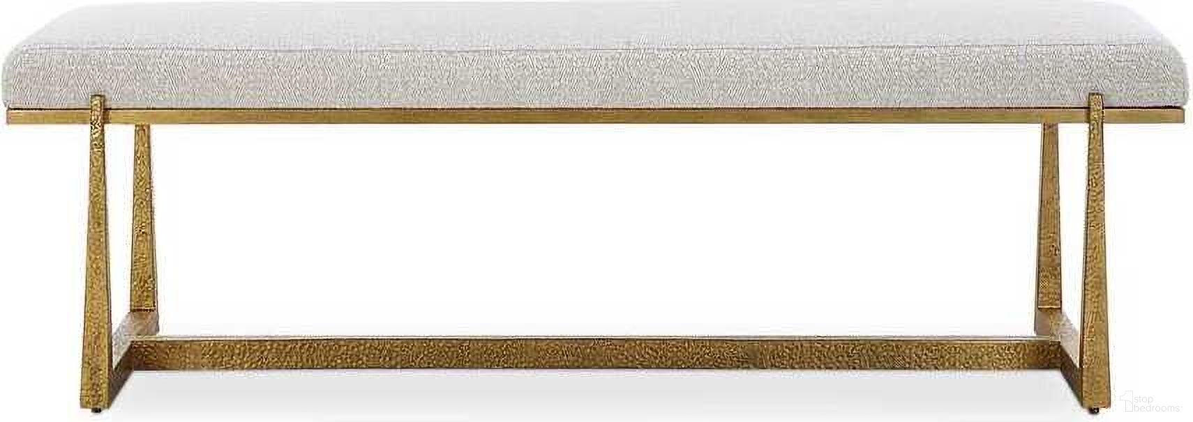 The appearance of Midas Bench In Brass designed by Uttermost in the modern / contemporary interior design. This brass piece of furniture  was selected by 1StopBedrooms from Midas Collection to add a touch of cosiness and style into your home. Sku: 23904. Material: Metal.