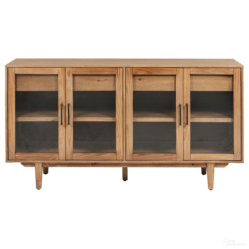The appearance of Middleton 4-Door Sideboard Server with Dual Drawers In Natural designed by Coaster in the country / farmhouse interior design. This natural piece of furniture  was selected by 1StopBedrooms from Middleton Collection to add a touch of cosiness and style into your home. Sku: 108545NAT. Material: MDF.