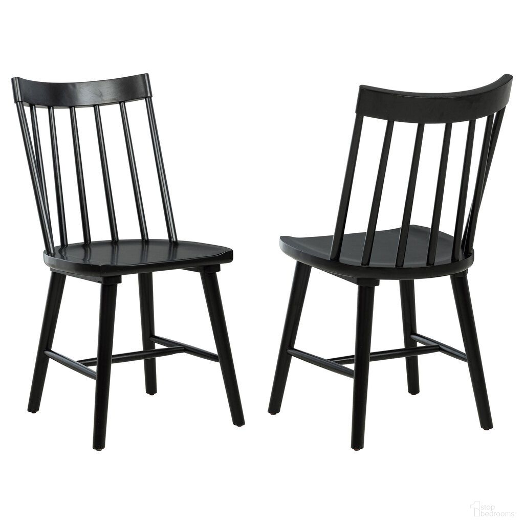 The appearance of Middleton Solid Wood Dining Side Chair Set of 2 In Black designed by Coaster in the country / farmhouse interior design. This black piece of furniture  was selected by 1StopBedrooms from Middleton Collection to add a touch of cosiness and style into your home. Sku: 108546BLK. Material: Plywood. Chair Type: Side Chair.