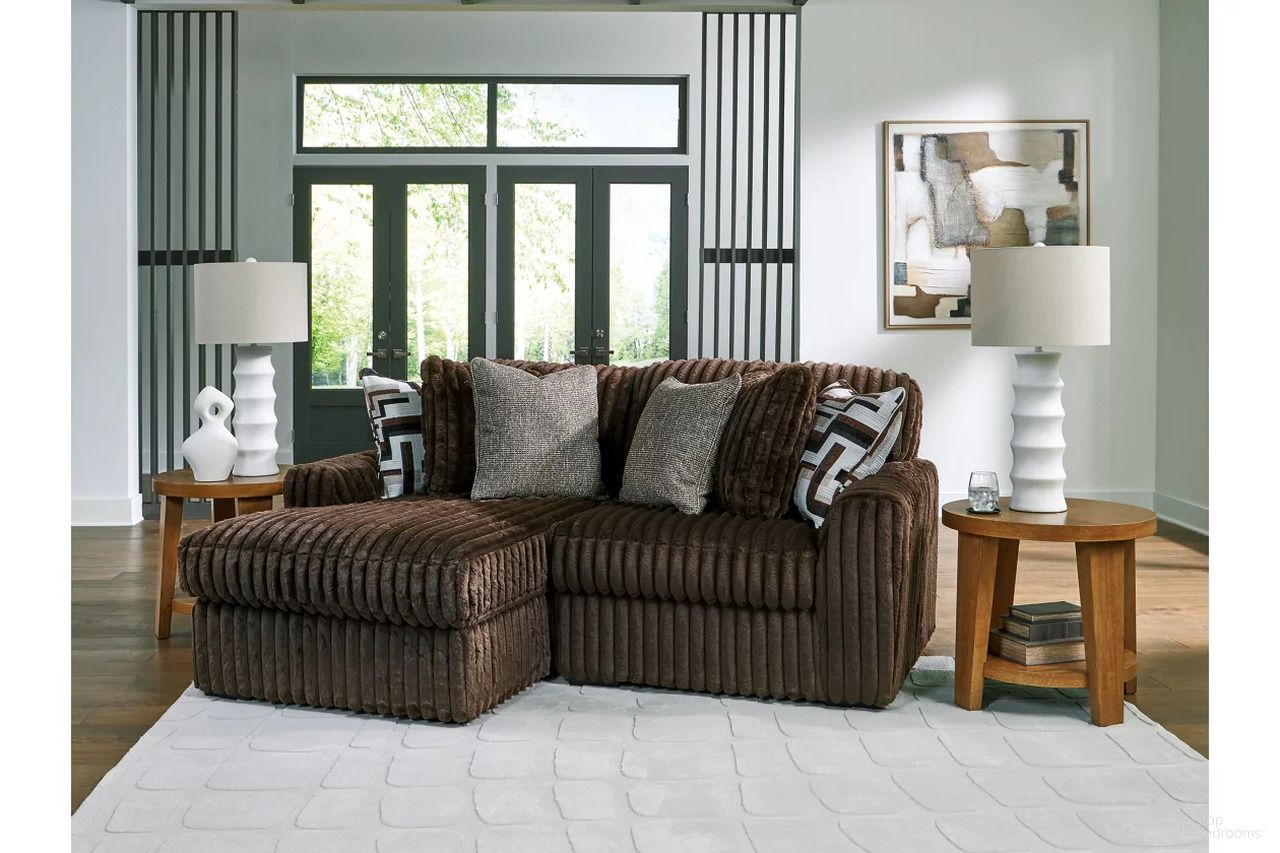 Midnight-Madness 2-Piece LAF Sectional with Chaise In Chocolate