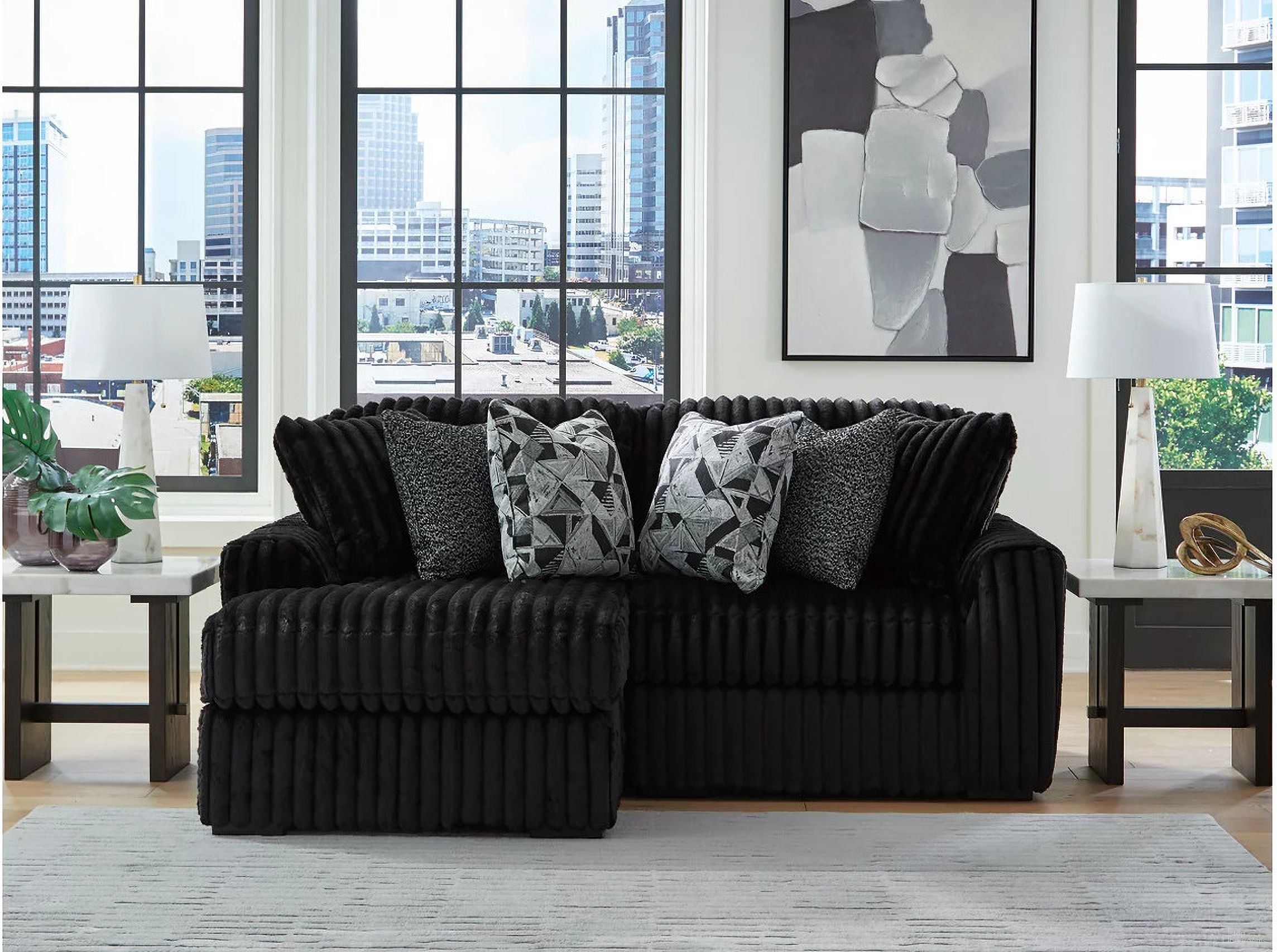 Midnight-Madness 2-Piece LAF Sectional with Chaise In Onyx